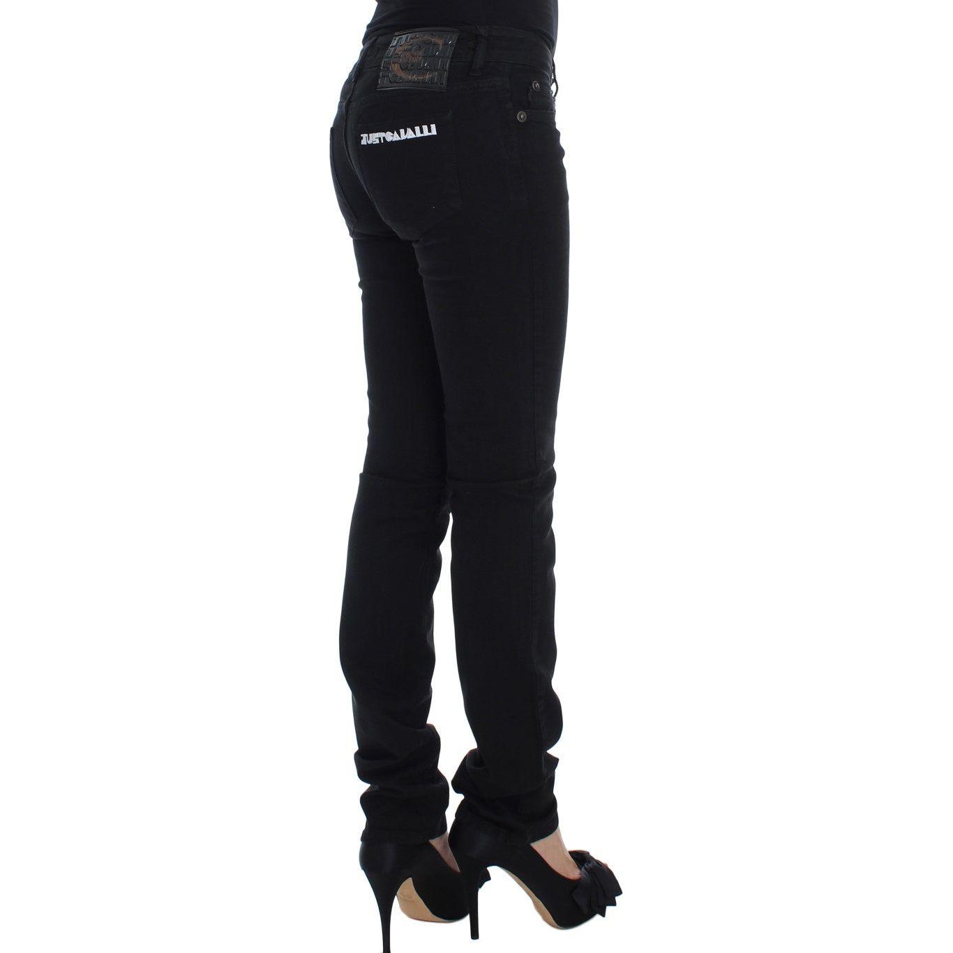 Cavalli Chic Slim Skinny Black Jeans Jeans & Pants Cavalli Black