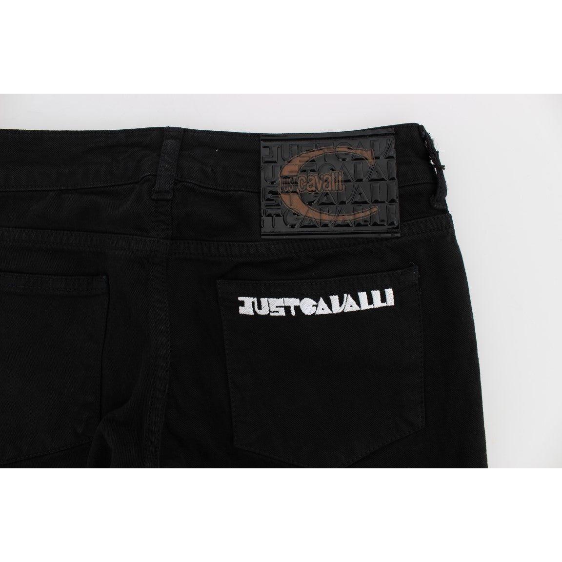 Cavalli Black Cotton Stretch Slim Skinny Fit Jeans Jeans & Pants