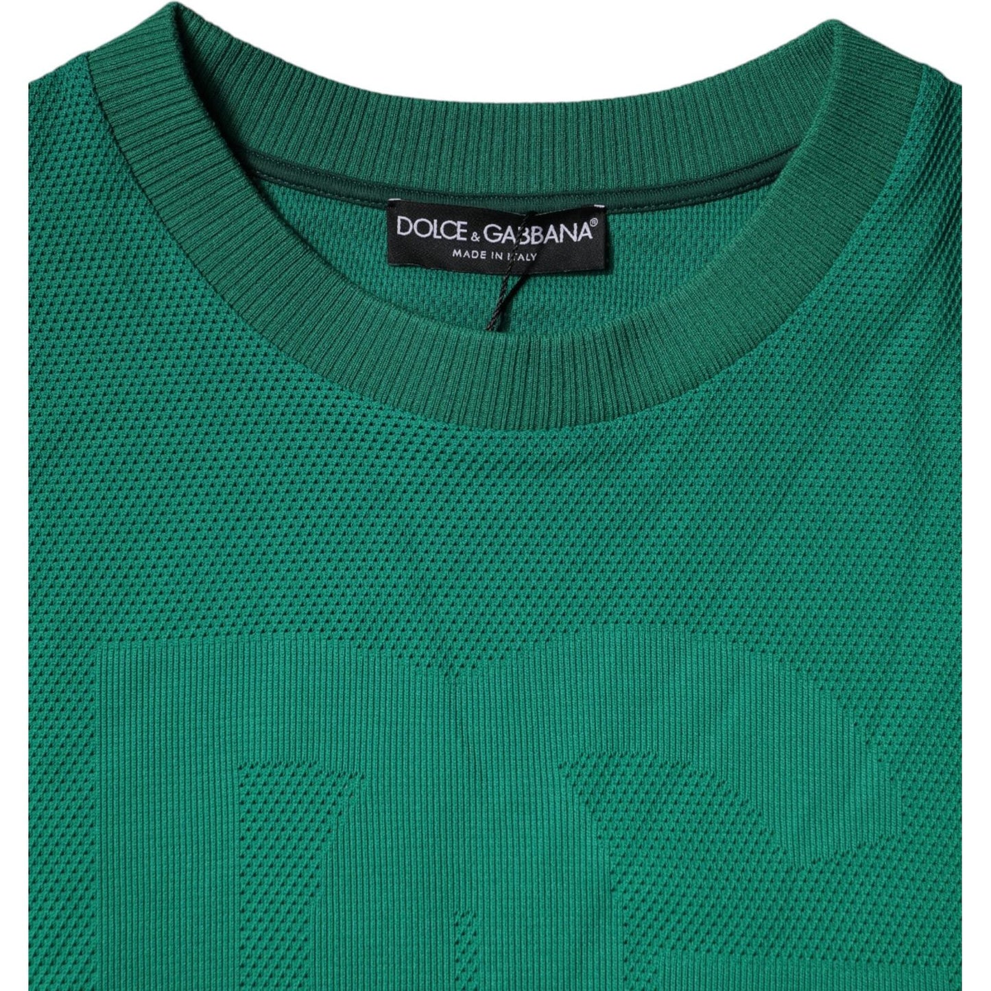 Dolce & Gabbana Green Logo Nylon Crew Neck Pullover Sweater
