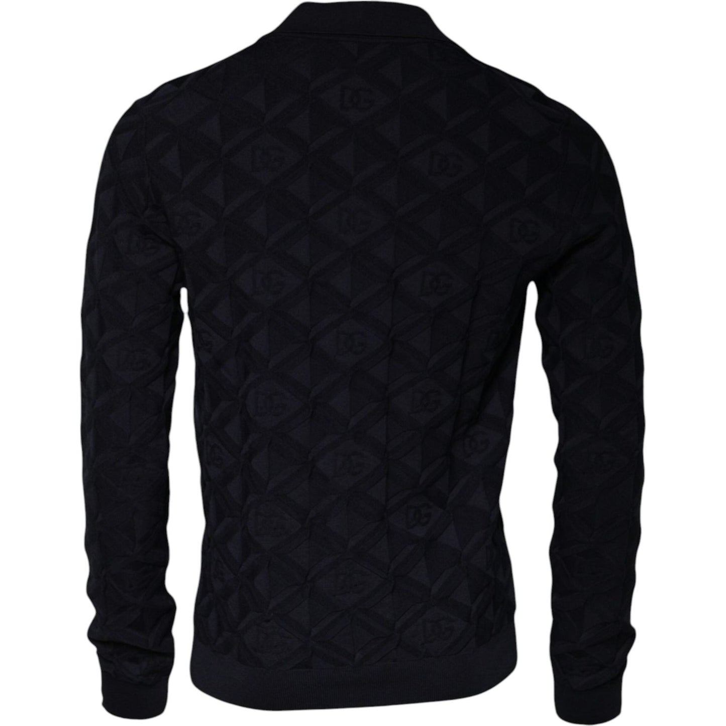 Dolce & Gabbana Black Silk Crew Neck Men Cardigan Sweater