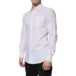 Dolce & Gabbana White Cotton Long Sleeves GOLD Dress Shirt