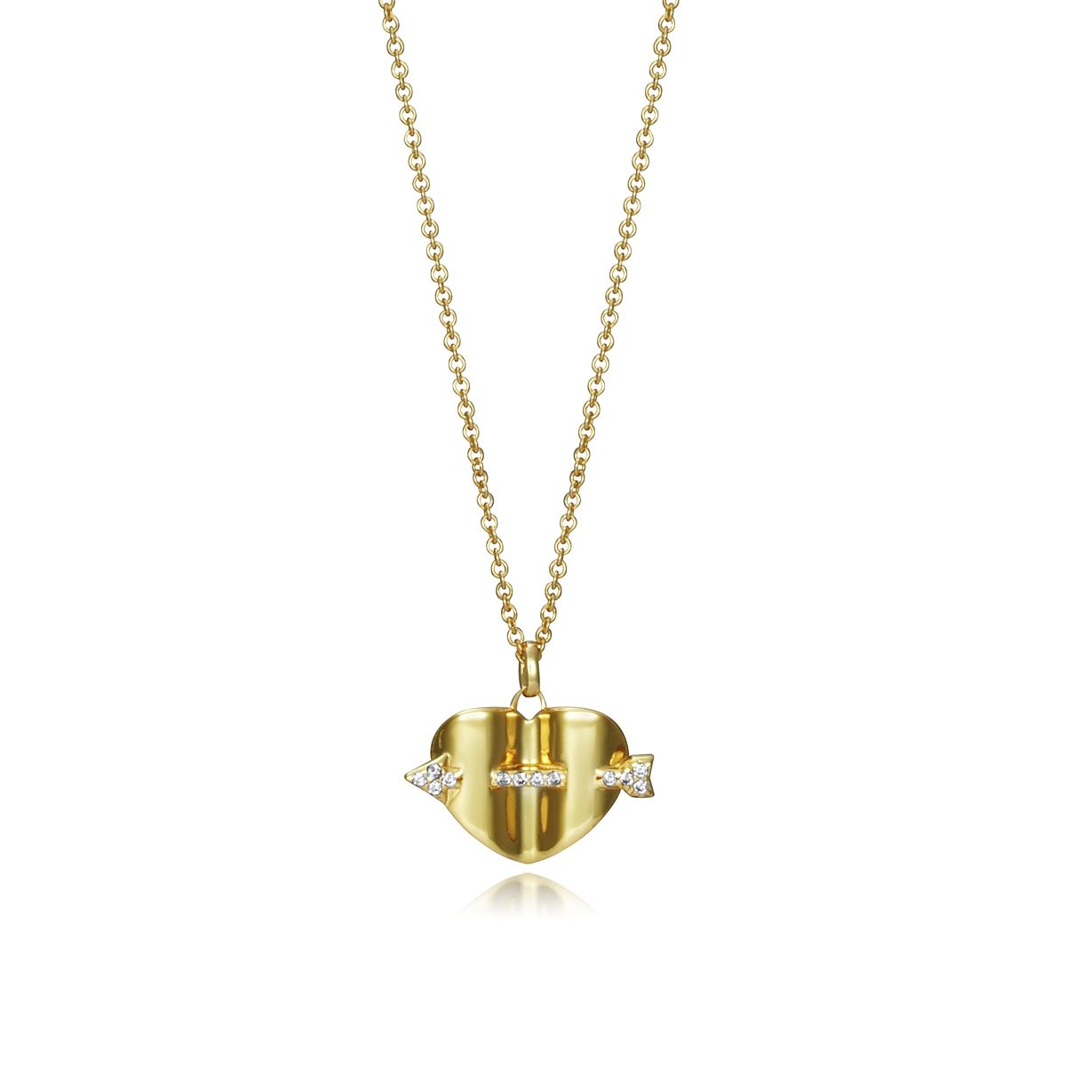 Elegant gold heart necklace with diamond accents