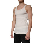 Dolce & Gabbana Off White Cotton Sleeveless Round Neck Tank T-shirt