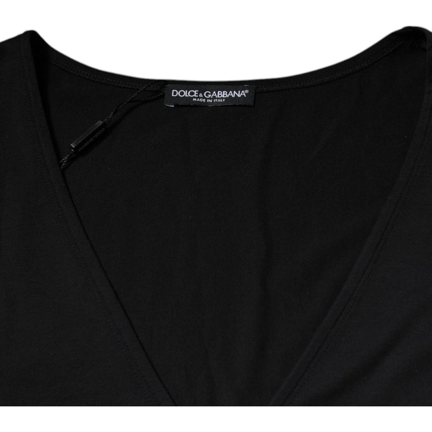 Dolce & Gabbana Black Cotton V-neck Short Sleeves T-shirt