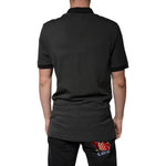 Dolce & Gabbana Black Logo Print Collared Cotton Polo T-shirt