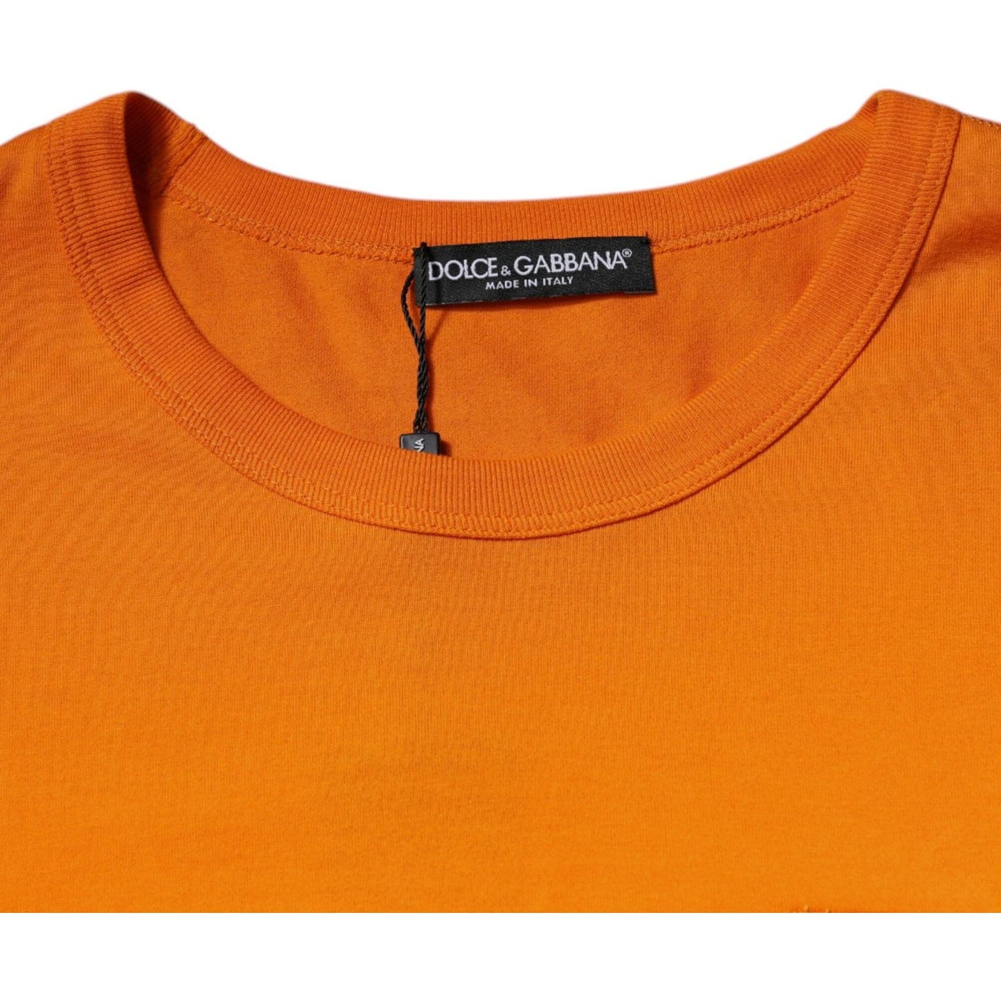 Dolce & Gabbana Orange Logo Cotton Crew Neck T-shirt