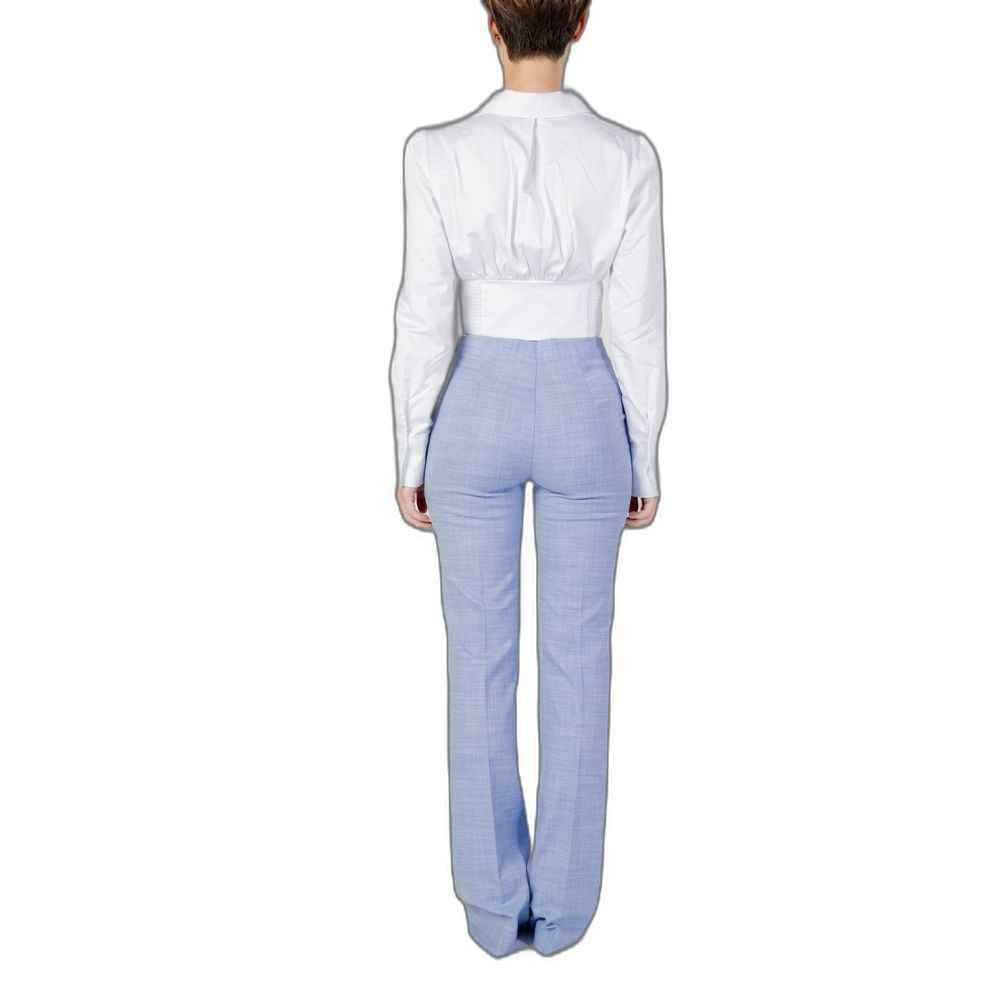 Guess White Cotton Shirt Guess Light Steel Blue