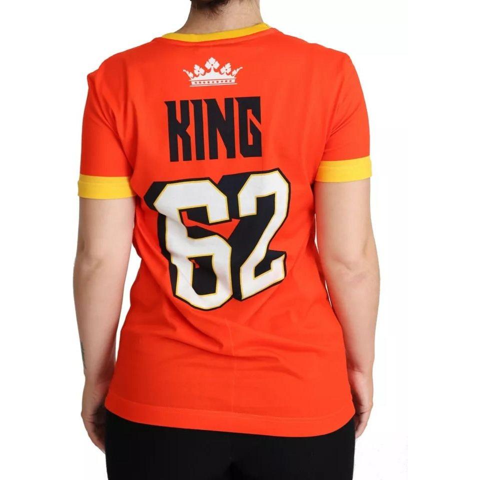 Dolce & Gabbana Orange Royals Print Round Neck T-shirt