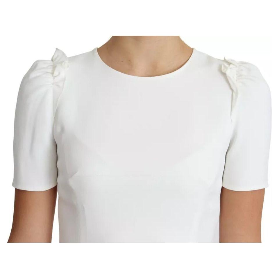 Dolce & Gabbana White Viscose Stretch Short Sleeves Blouse Top