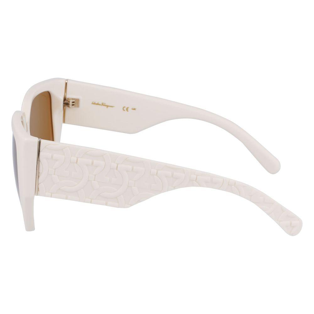 Ferragamo White Bio Injected Sunglasses Ferragamo Light Gray