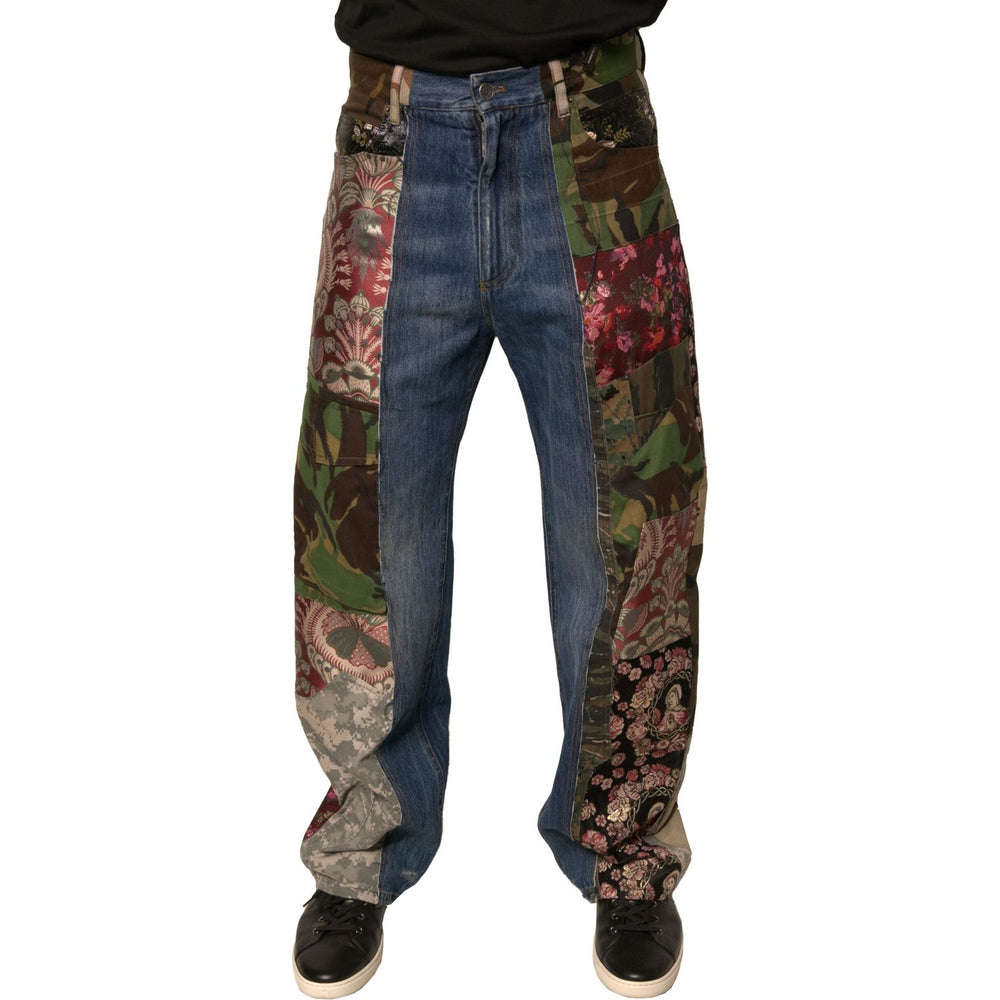 Dolce & Gabbana Dolce & Gabbana Blue Patchwork Cotton Straight Denim Jeans PAN75707-44
