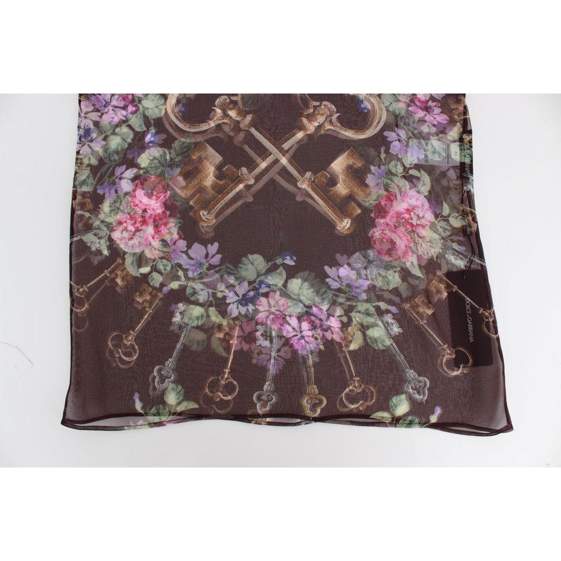 Dolce & Gabbana Elegant Floral Silk Blouse with Cap Sleeves Dolce & Gabbana Dark Olive Green