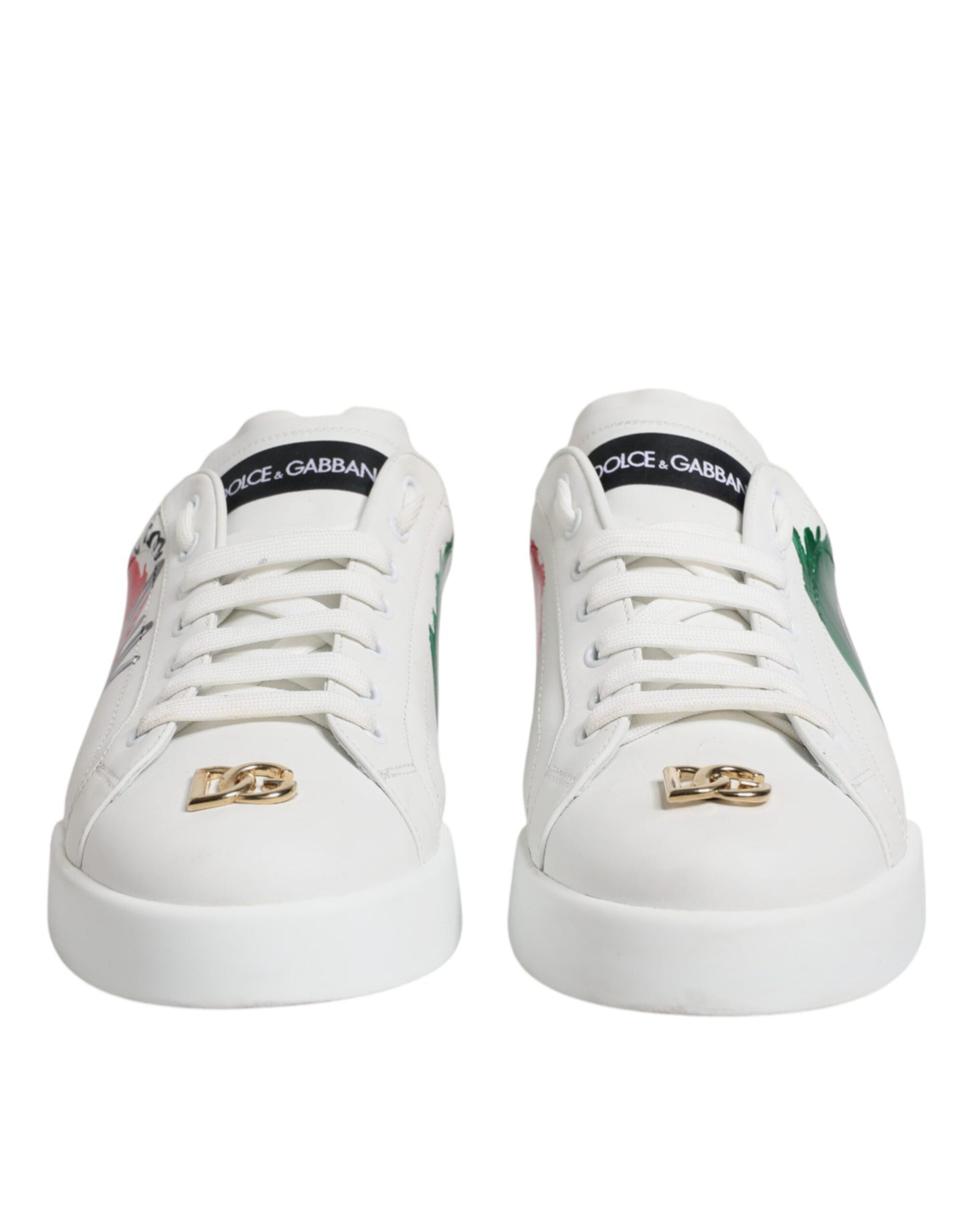 Dolce & Gabbana White Portofino Made In Italy Print Sneakers Shoes Dolce & Gabbana Light Gray