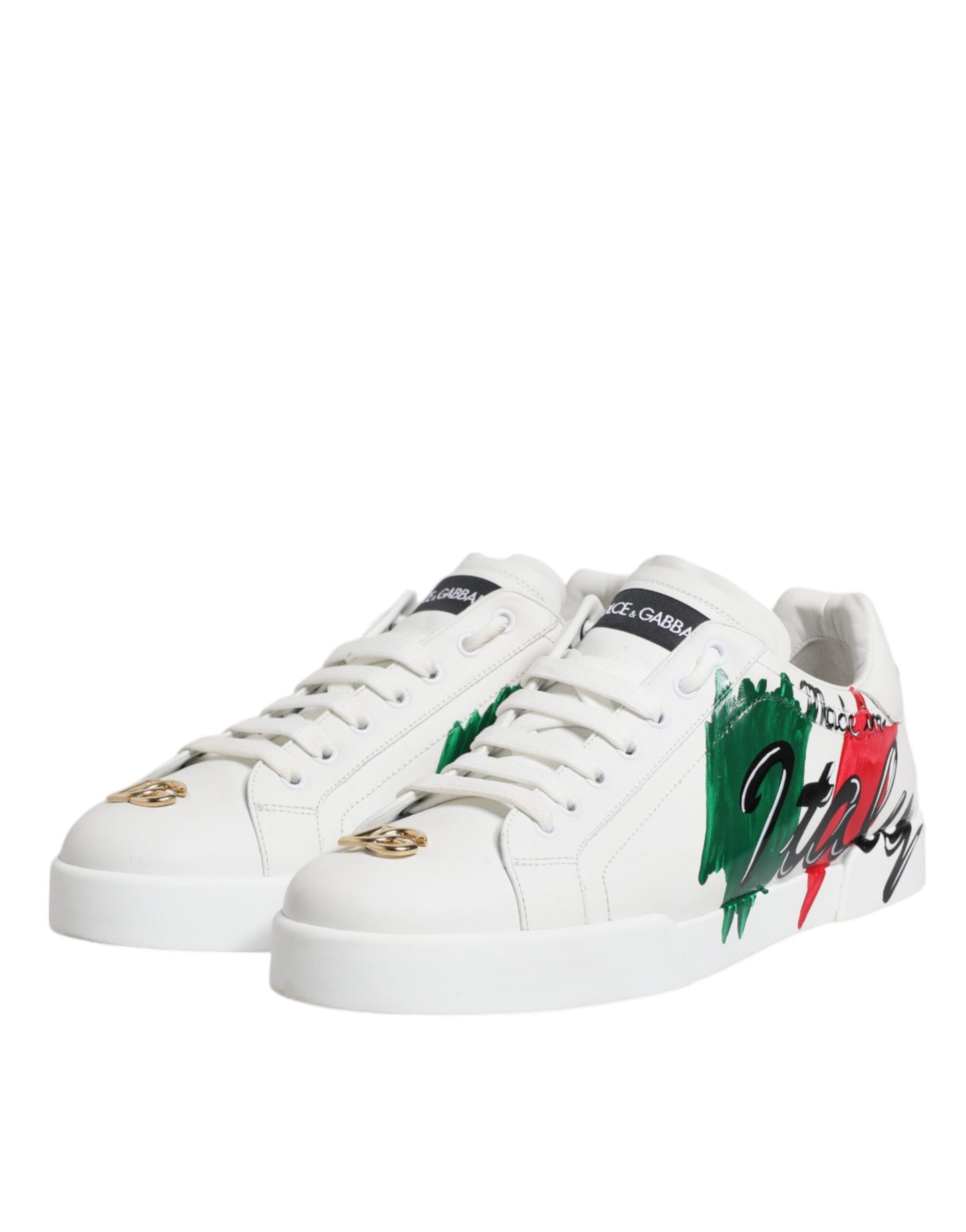 Dolce & Gabbana White Portofino Made In Italy Print Sneakers Shoes Dolce & Gabbana Lavender