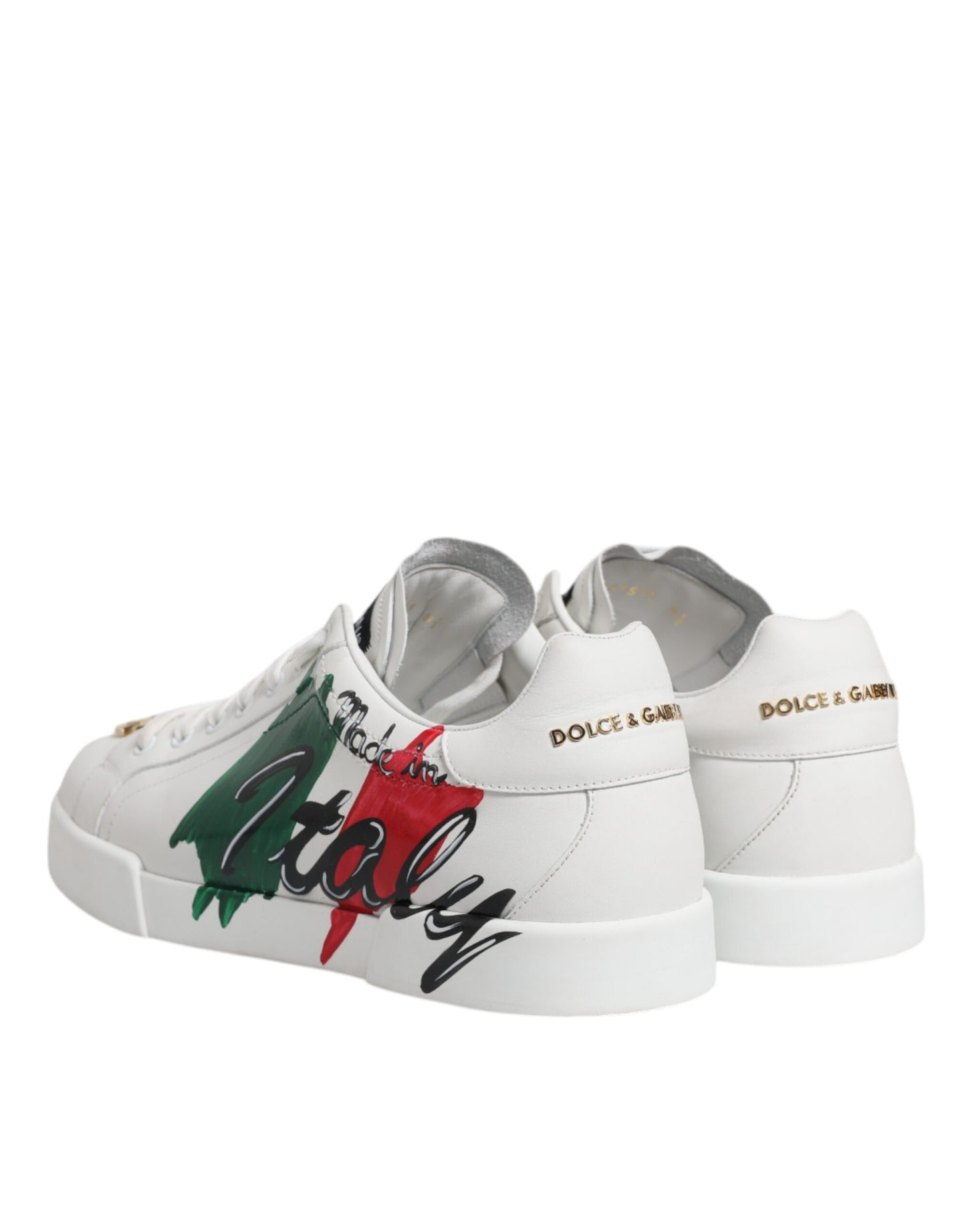 Dolce & Gabbana White Portofino Made In Italy Print Sneakers Shoes Dolce & Gabbana Light Gray