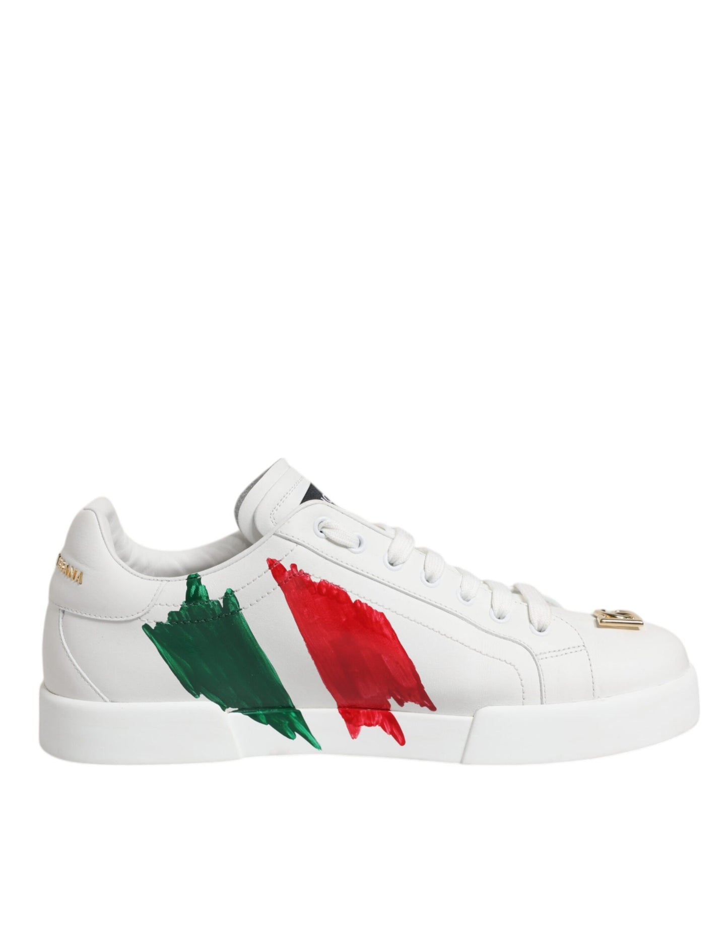 Dolce & Gabbana White Portofino Made In Italy Print Sneakers Shoes Dolce & Gabbana Light Gray