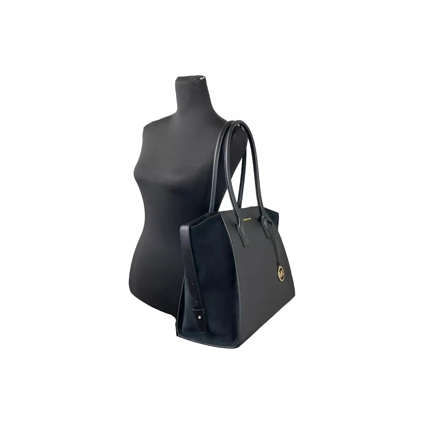 Michael Kors Avril XL Suede Leather Top Zip Satchel Bag Black Michael Kors Dark Slate Gray