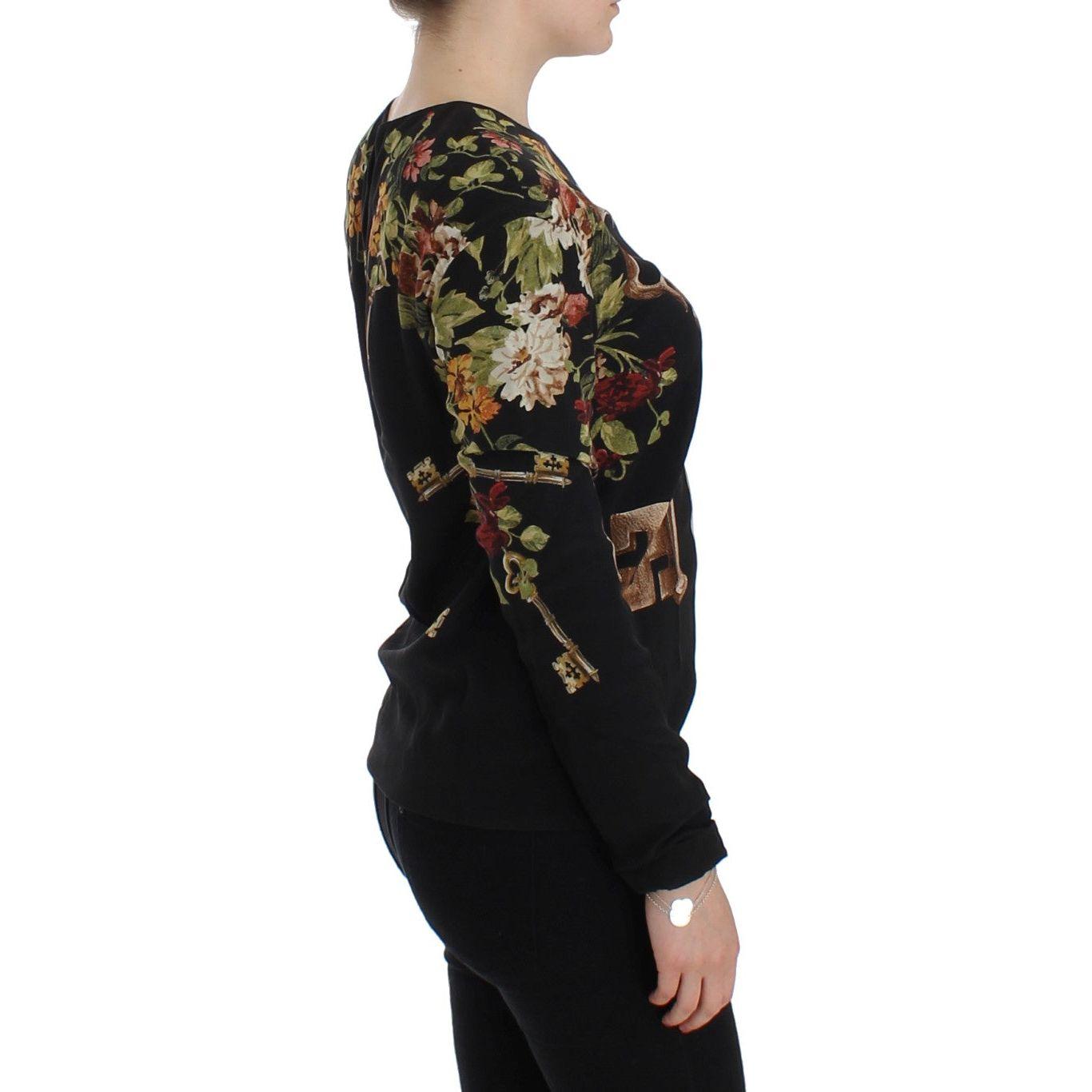 Dolce & Gabbana Elegant Medieval Print Silk Blouse Dolce & Gabbana Tan