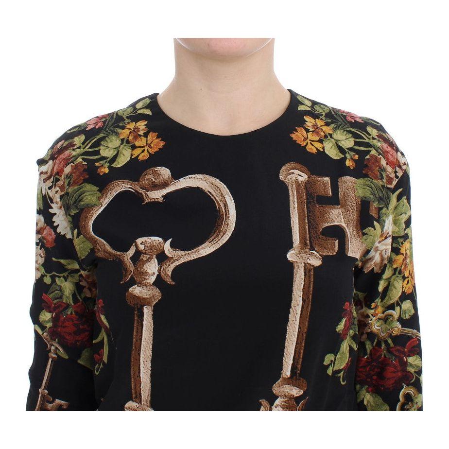 Dolce & Gabbana Elegant Medieval Print Silk Blouse Dolce & Gabbana Tan