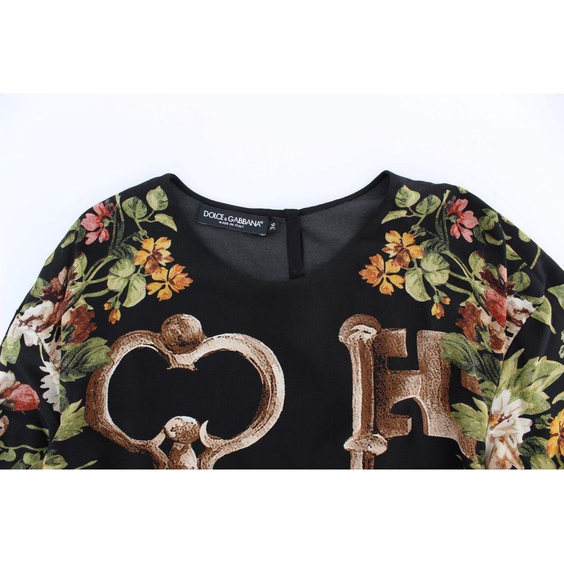 Dolce & Gabbana Elegant Medieval Print Silk Blouse Dolce & Gabbana Beige
