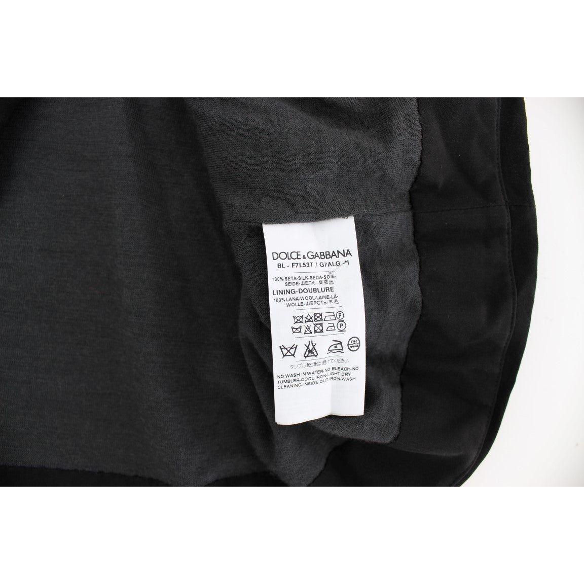 Dolce & Gabbana Elegant Medieval Print Silk Blouse Dolce & Gabbana Dark Slate Gray