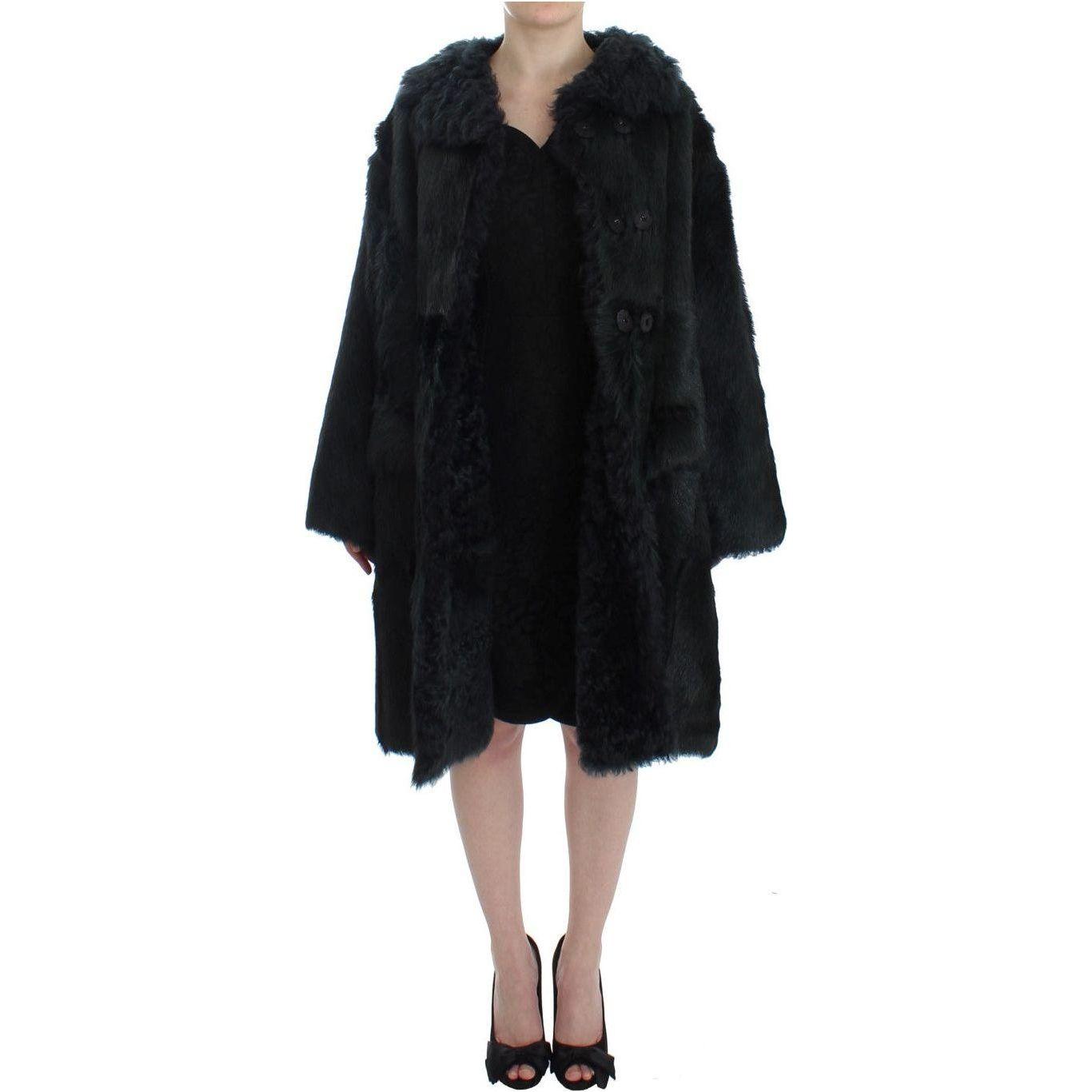 Dolce & Gabbana Exquisite Shearling Coat Jacket Dolce & Gabbana Dark Gray