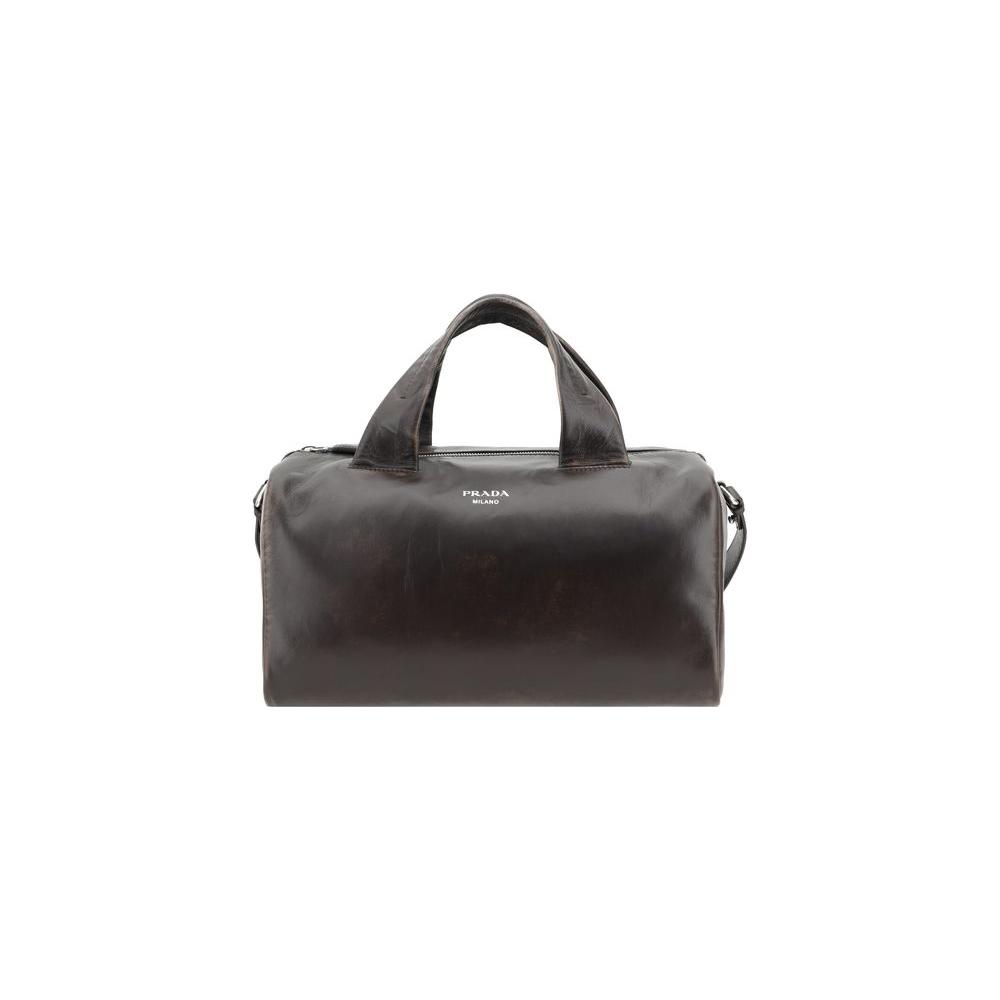 Prada Leather Men Travel Bag Prada Dark Slate Gray