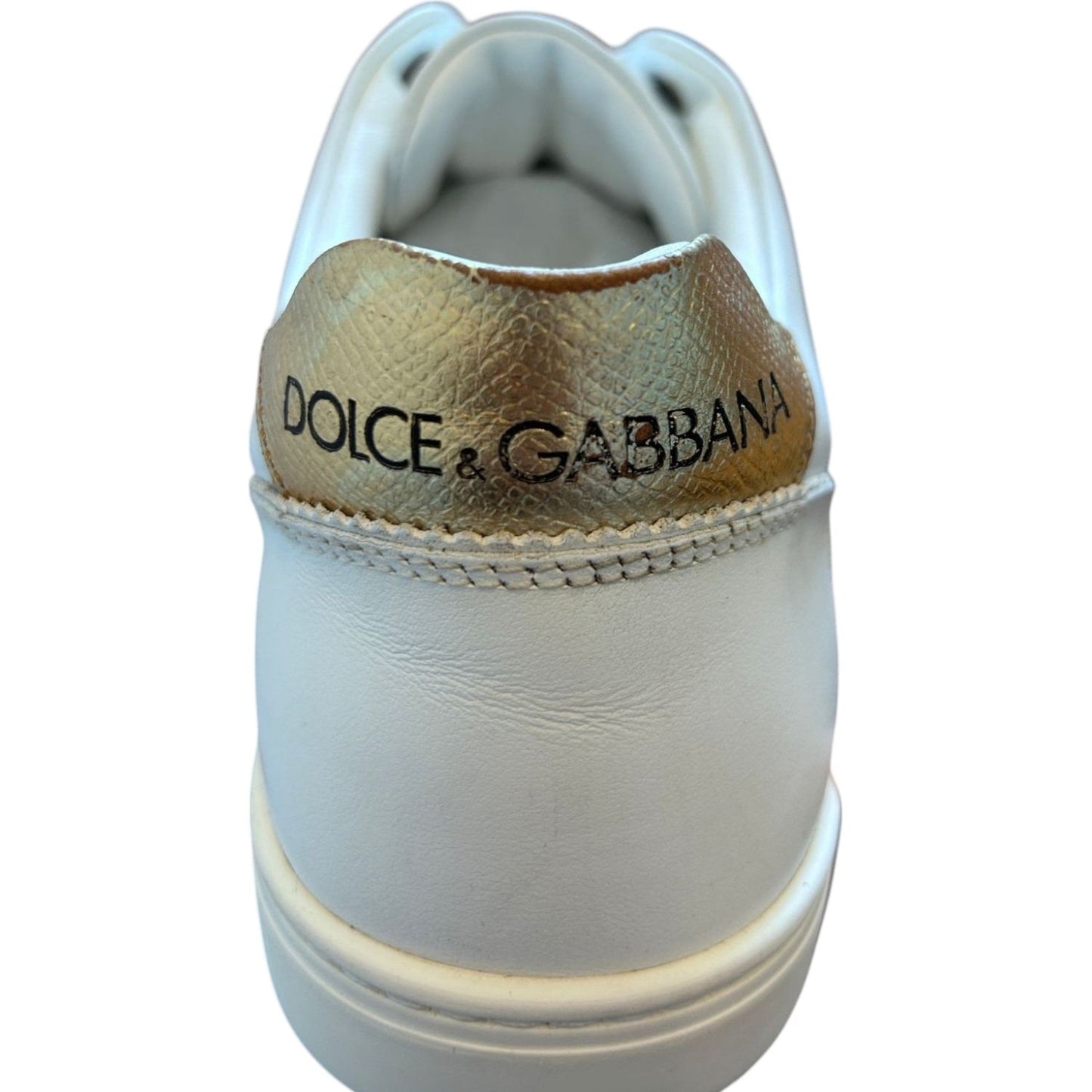 Dolce & Gabbana White Leather Heart Embellished Sneakers Shoes