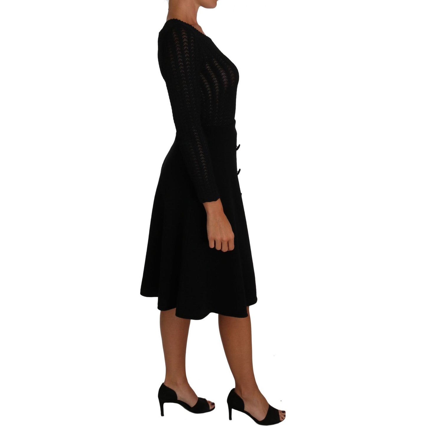 Dolce & Gabbana Elegant Black Knitted Sheath Dress Dolce & Gabbana Rosy Brown