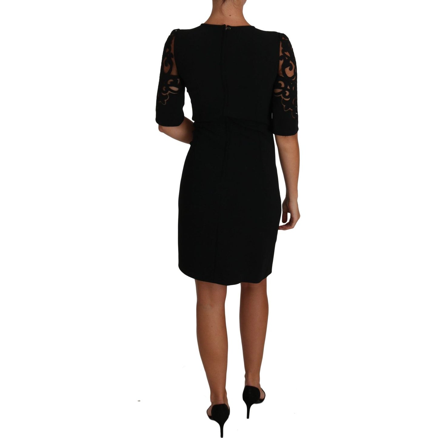 Dolce & Gabbana Elegant Black Cut-Out Detail Dress Dolce & Gabbana Rosy Brown