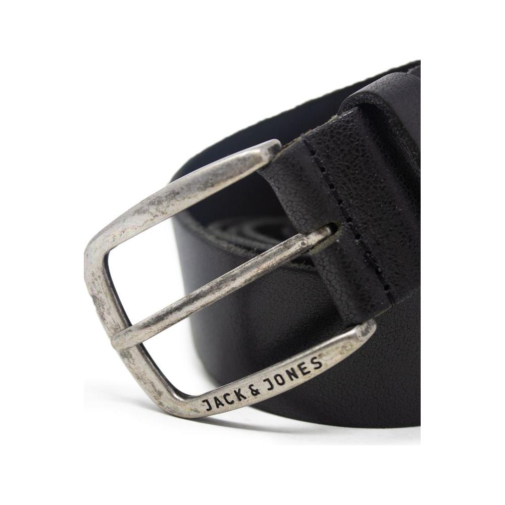 Jack Jones Black Leather Belt Jack Jones Gray