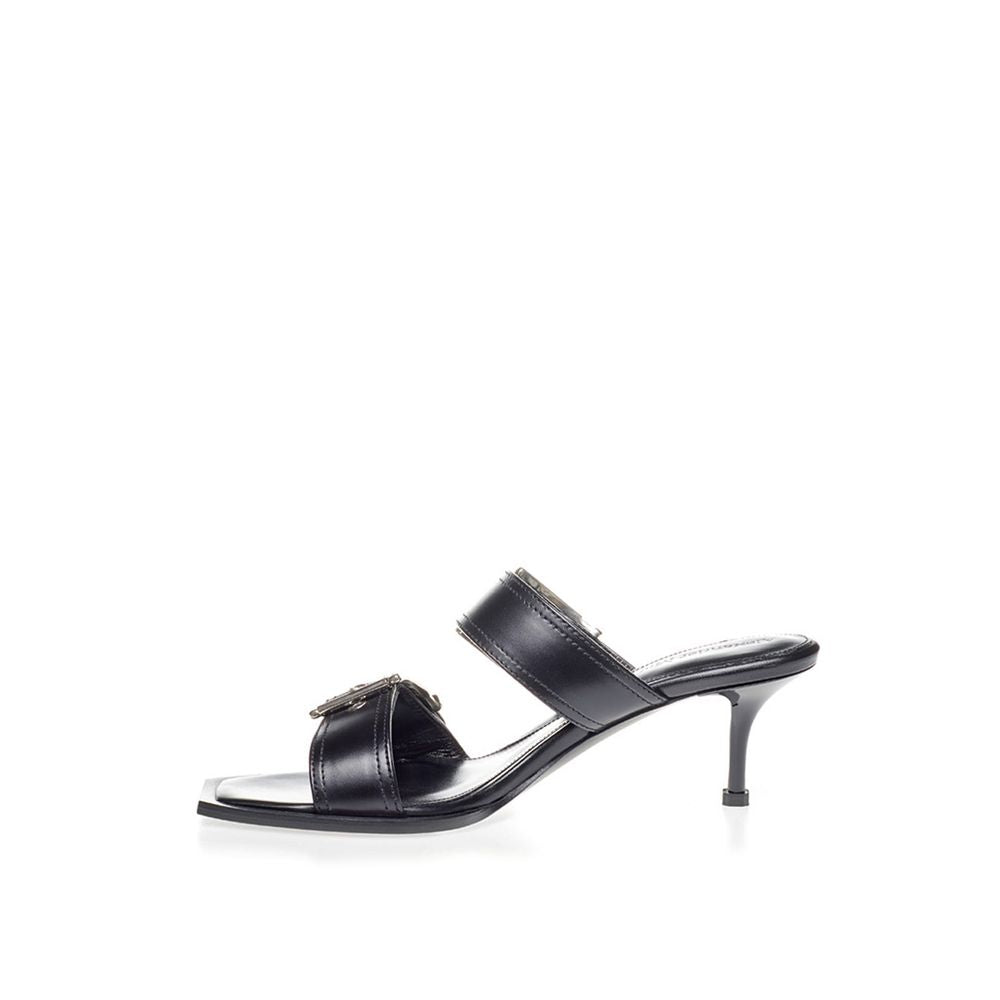 Alexander McQueen Elevate Your Steps in Timeless Black Leather Sandals Alexander McQueen Dark Slate Gray
