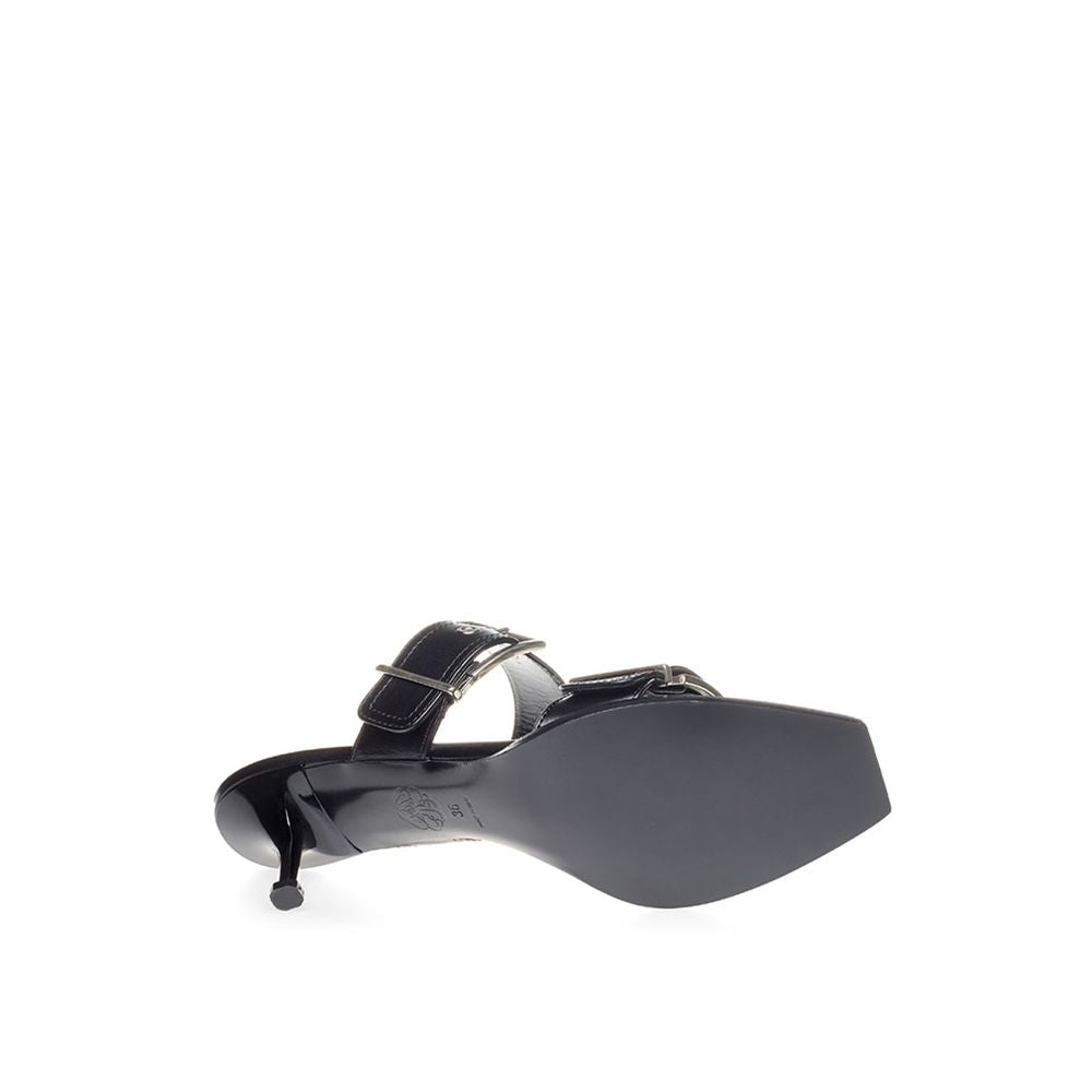 Alexander McQueen Elevate Your Steps in Timeless Black Leather Sandals Alexander McQueen Dark Slate Gray