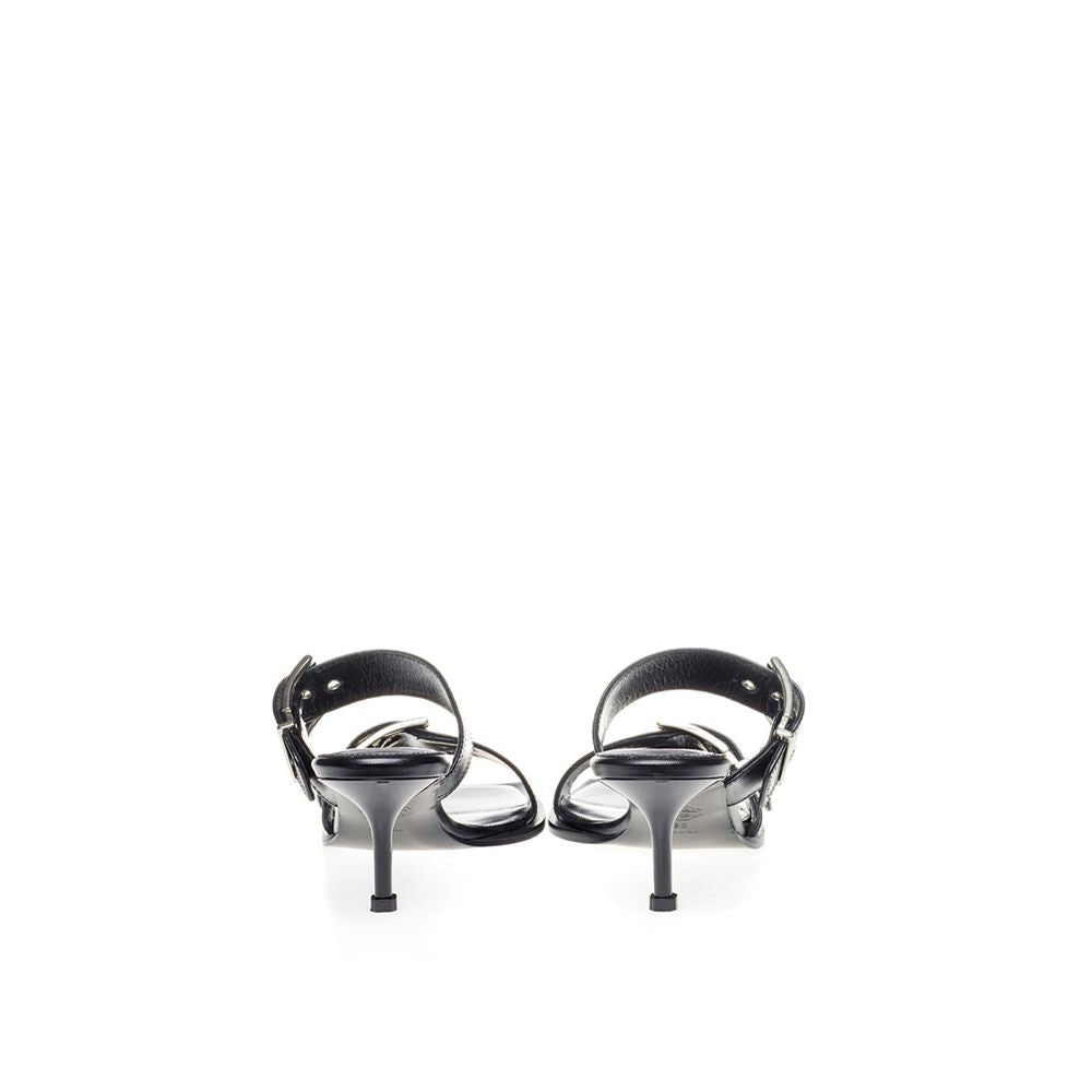 Alexander McQueen Elevate Your Steps in Timeless Black Leather Sandals Alexander McQueen Light Gray
