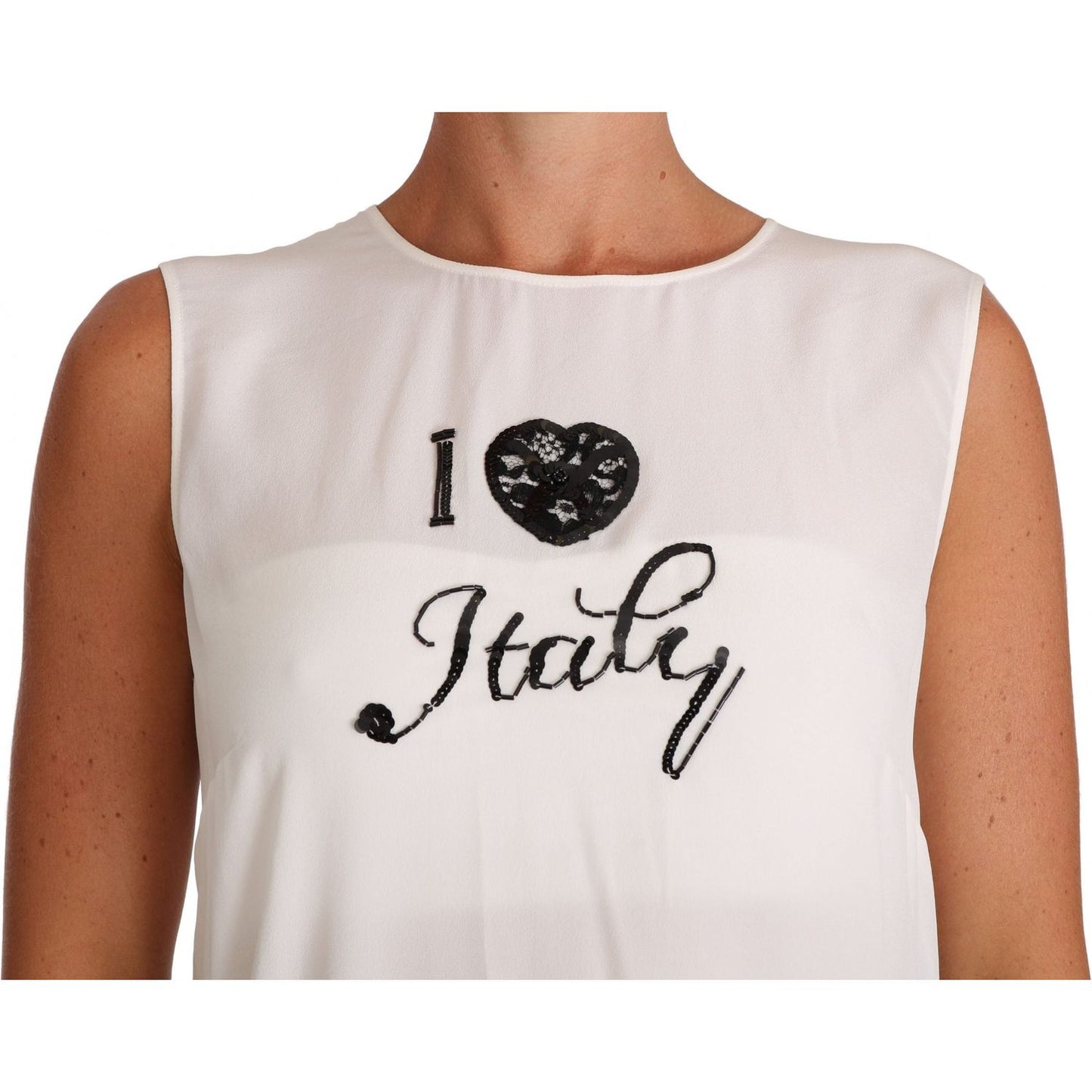 Dolce & Gabbana White Silk I LOVE ITALY Cami T-shirt TSH2352-46