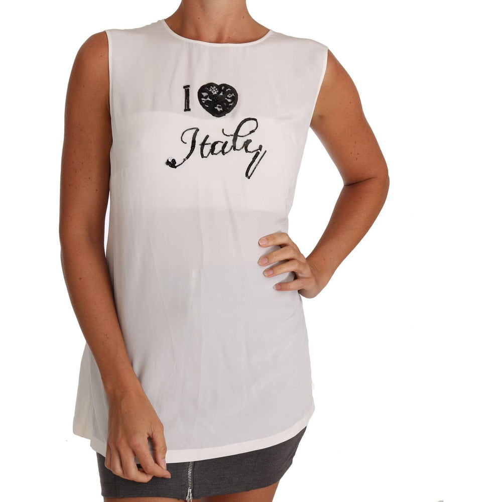 Dolce & Gabbana White Silk I LOVE ITALY Cami T-shirt TSH2352-46
