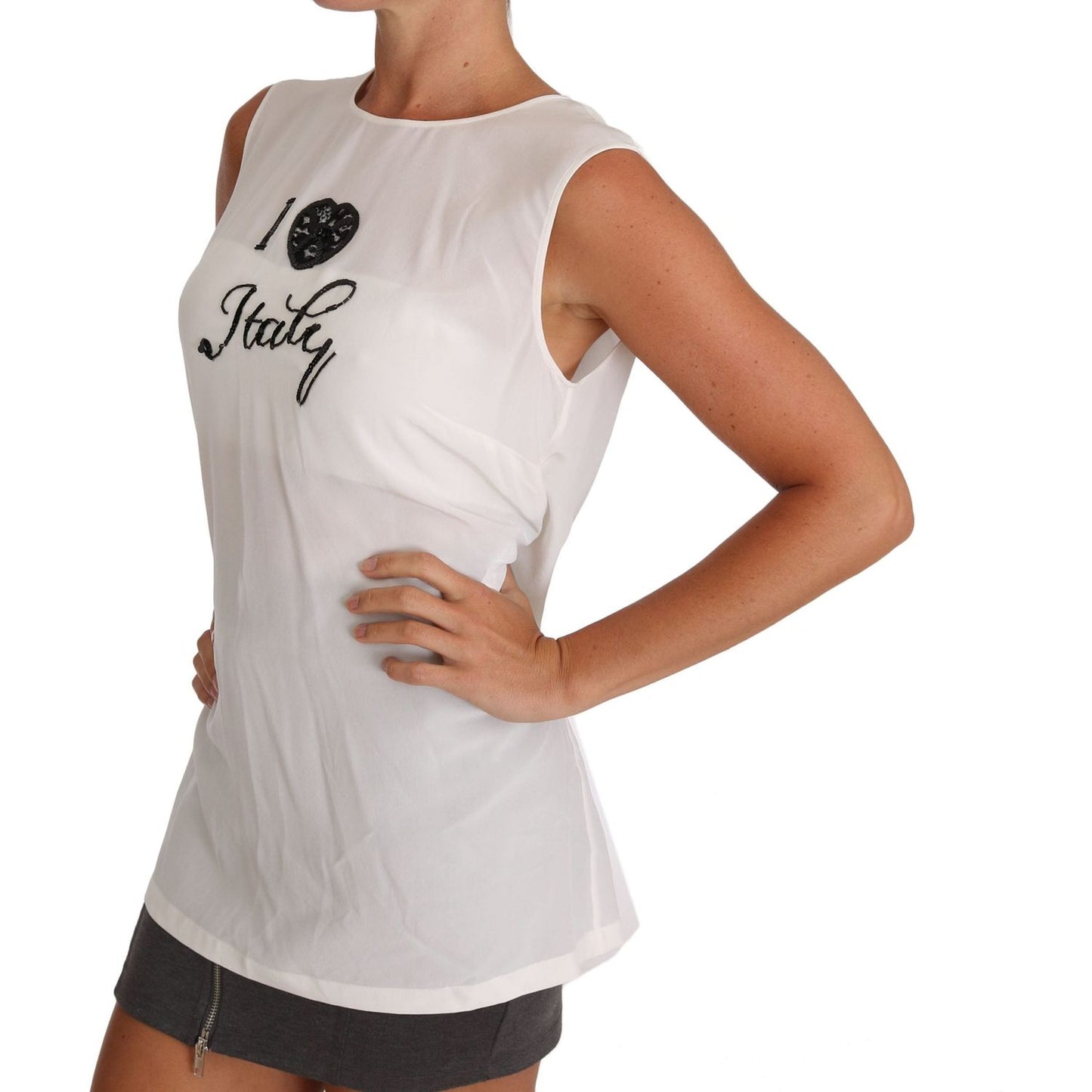 Dolce & Gabbana White Silk I LOVE ITALY Cami T-shirt TSH2352-46