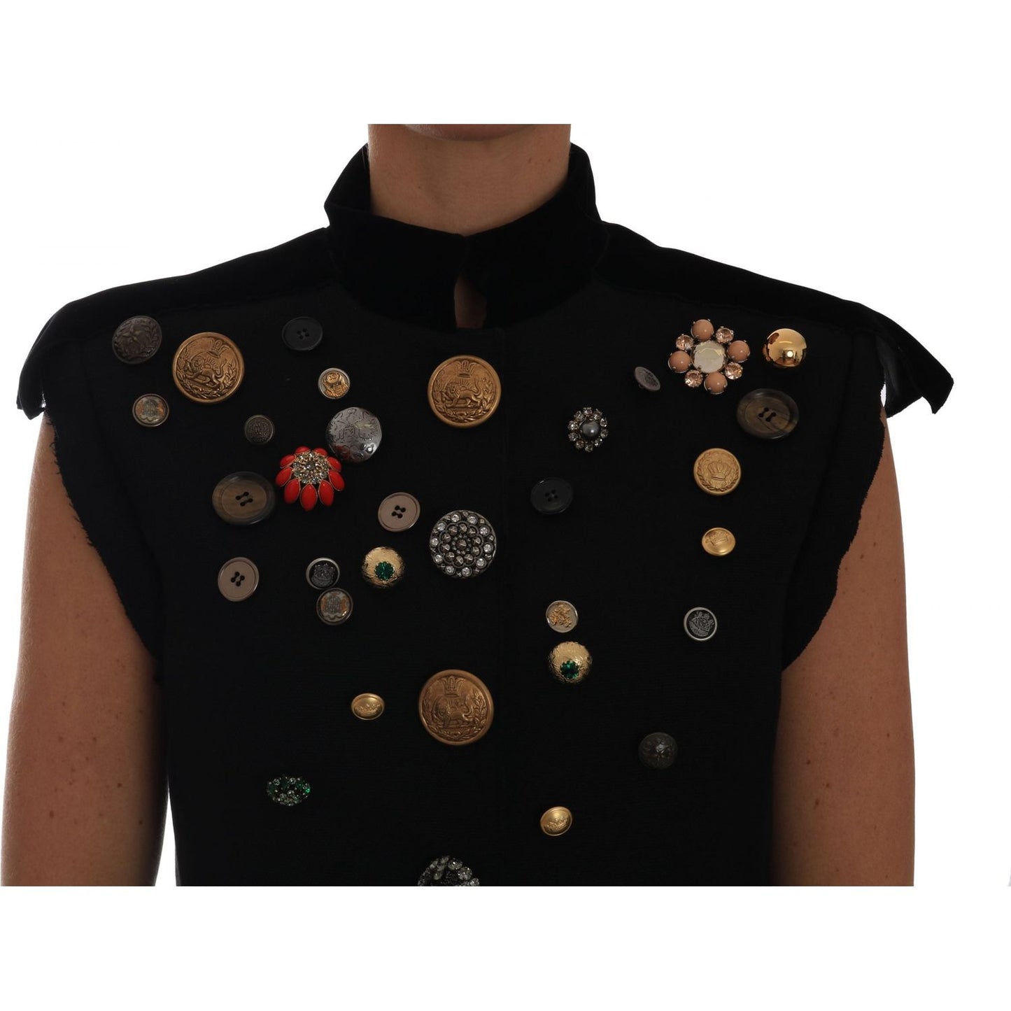 Dolce & Gabbana Embellished Black Military Style Vest Dolce & Gabbana Black