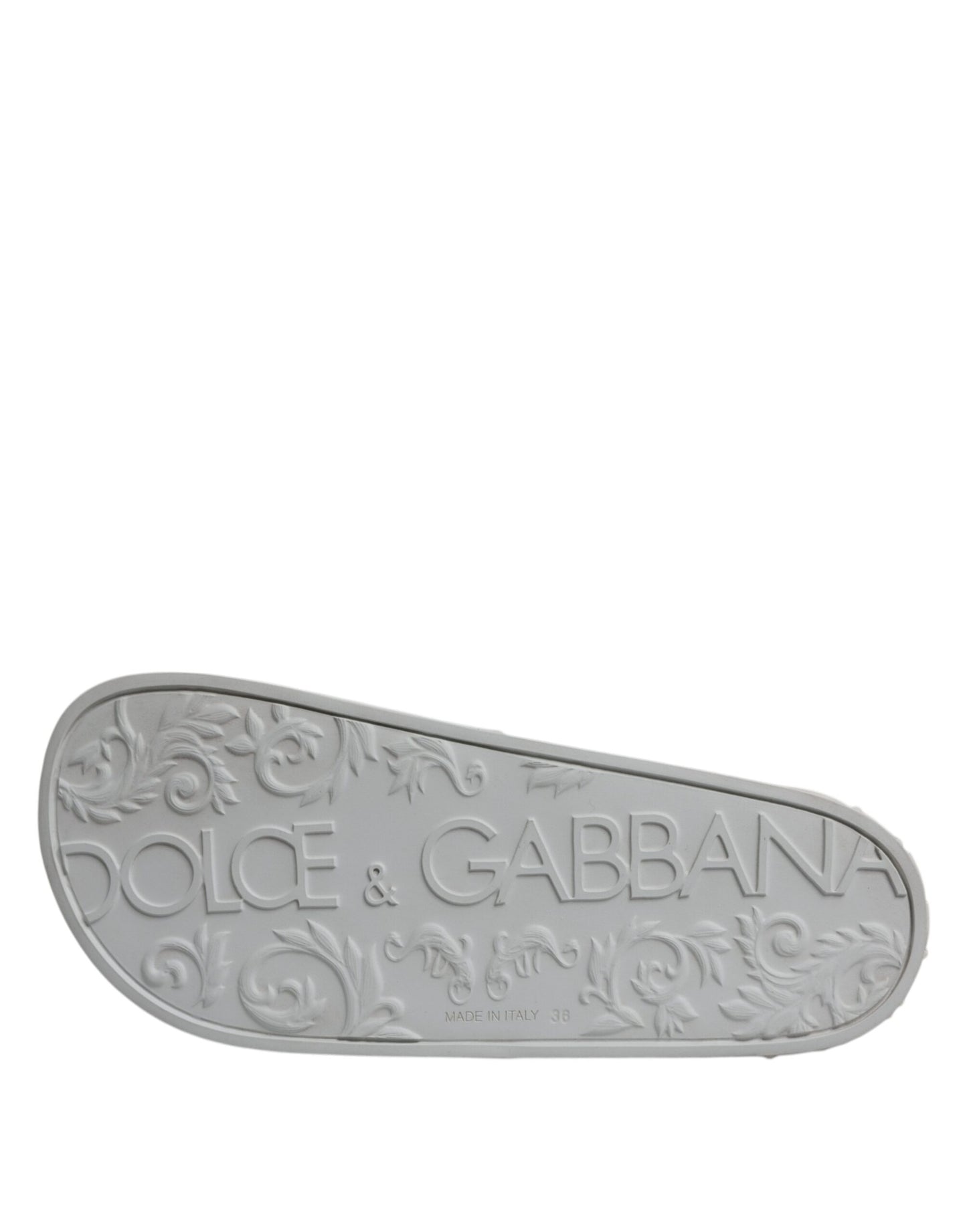 Dolce & Gabbana White Rubber Slides Sandals Beachwear Shoes