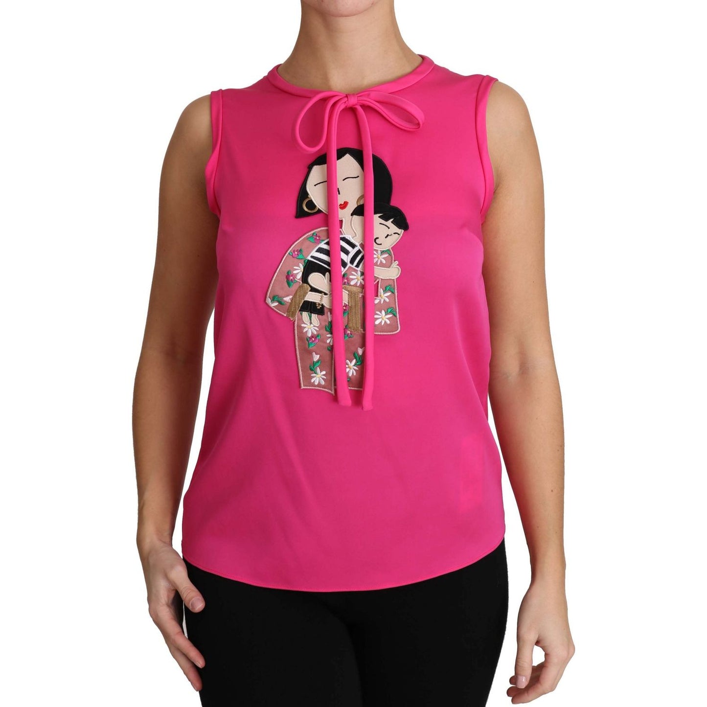 Dolce & Gabbana Elegant Pink Silk Family Tank Top Shirt Dolce & Gabbana Maroon