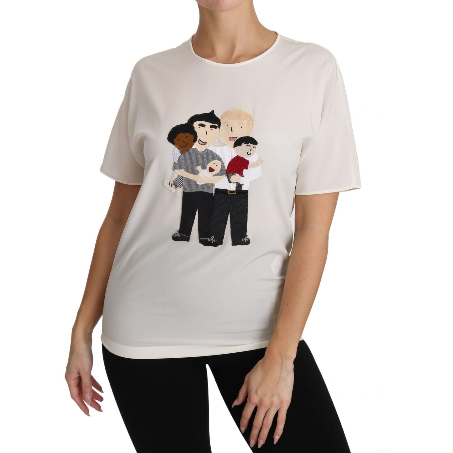 Dolce & Gabbana White Silk Stretch #dgfamily T-shirt TSH3082-36