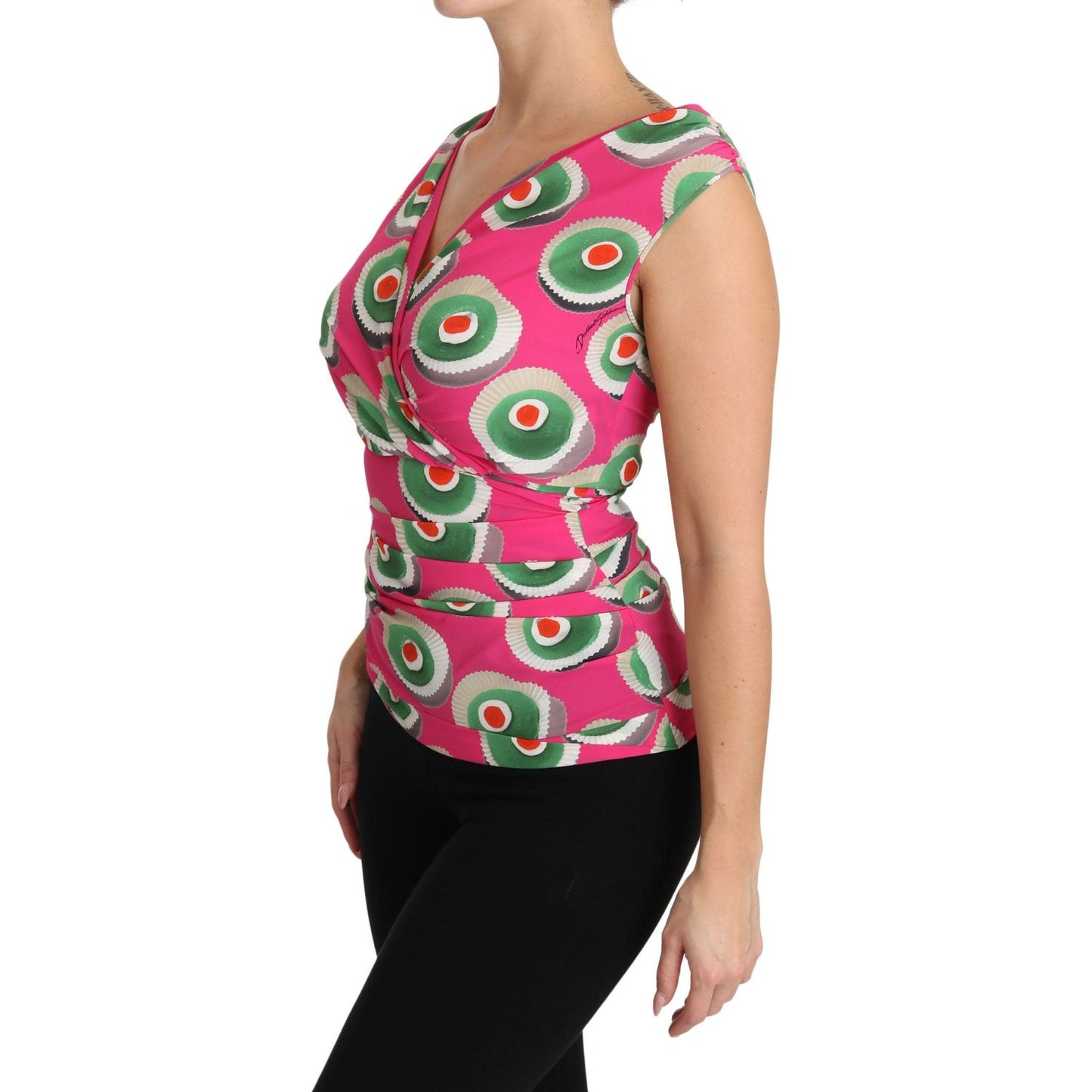 Dolce & Gabbana Sicilian Cake Print Sleeveless Silk Top Dolce & Gabbana Tan
