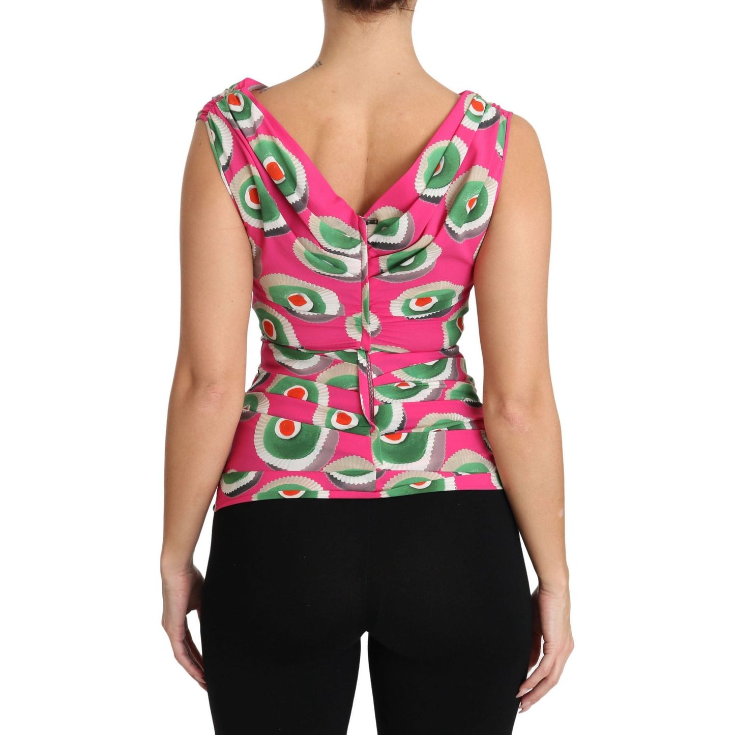 Dolce & Gabbana Sicilian Cake Print Sleeveless Silk Top Dolce & Gabbana Rosy Brown