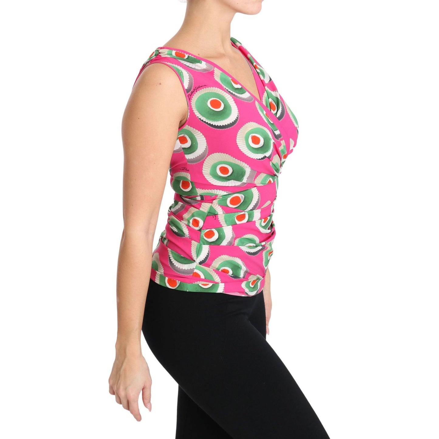 Dolce & Gabbana Sicilian Cake Print Sleeveless Silk Top Dolce & Gabbana Black