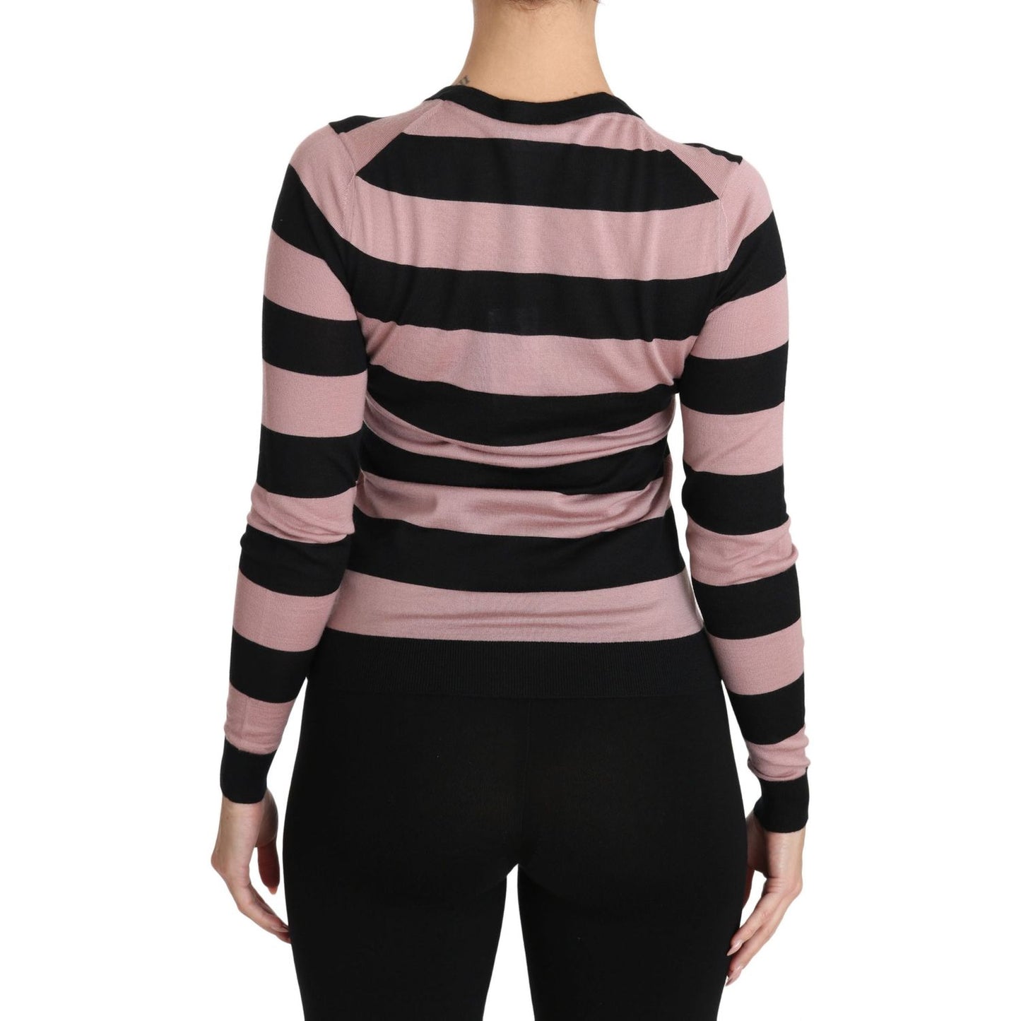Dolce & Gabbana Elegant Floral Embroidered Cashmere Cardigan Dolce & Gabbana Black