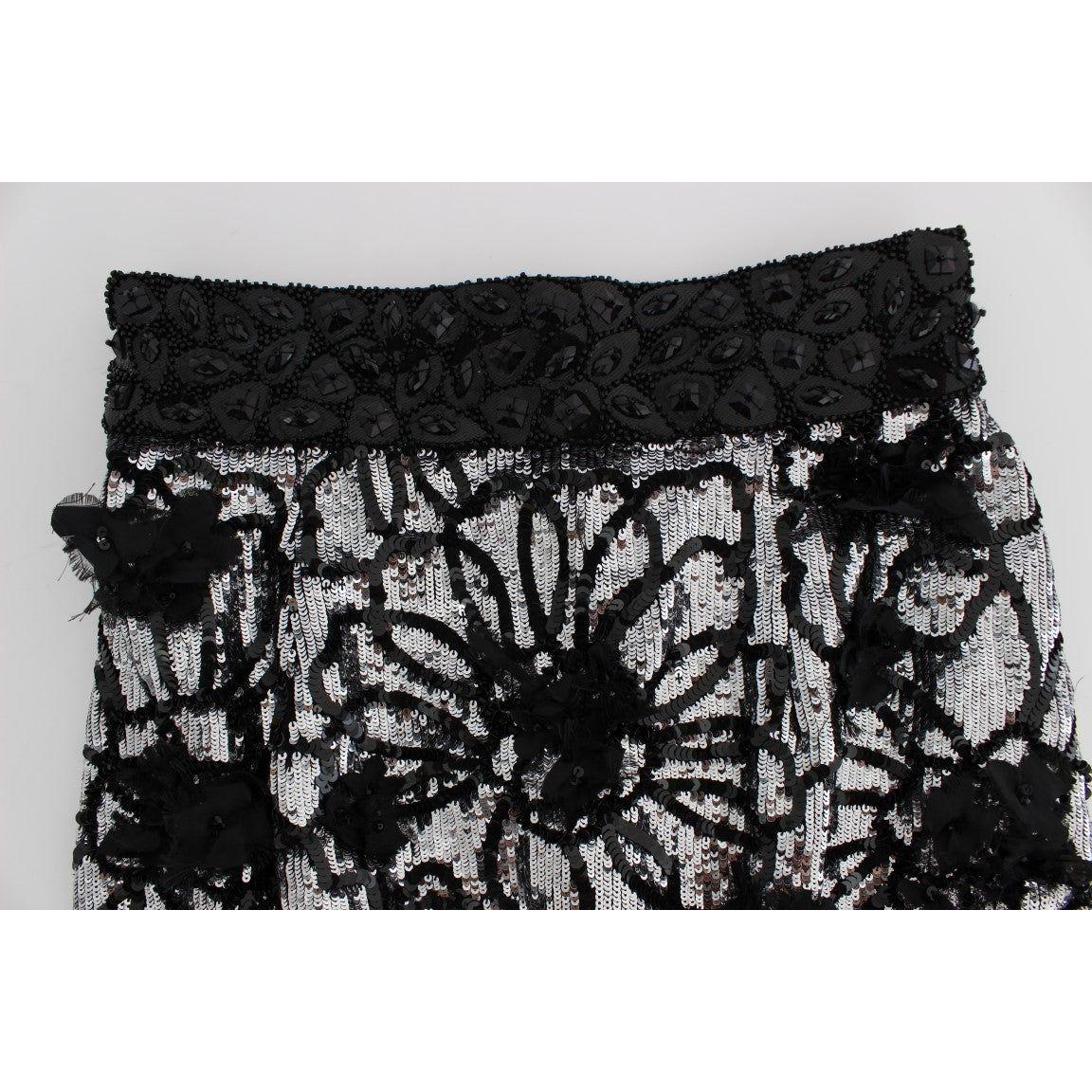 Dolce & Gabbana Sequined High Waist Designer Mini Shorts Dolce & Gabbana Black