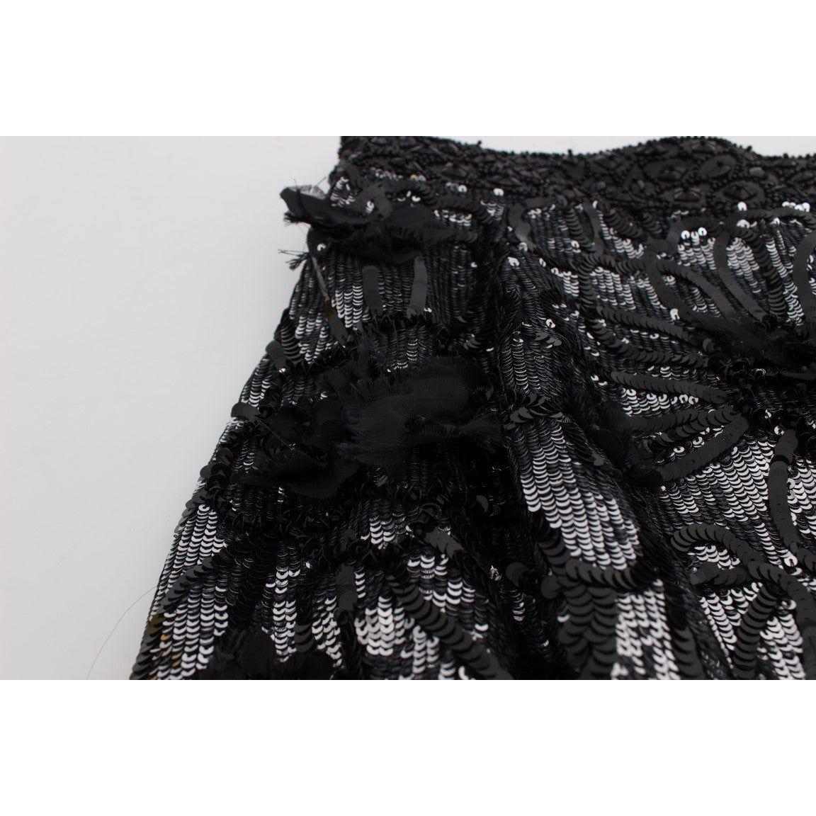 Dolce & Gabbana Sequined High Waist Designer Mini Shorts Dolce & Gabbana Black