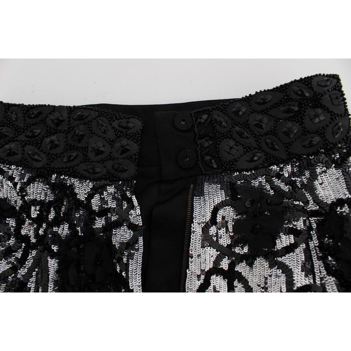 Dolce & Gabbana Sequined High Waist Designer Mini Shorts Dolce & Gabbana Light Gray