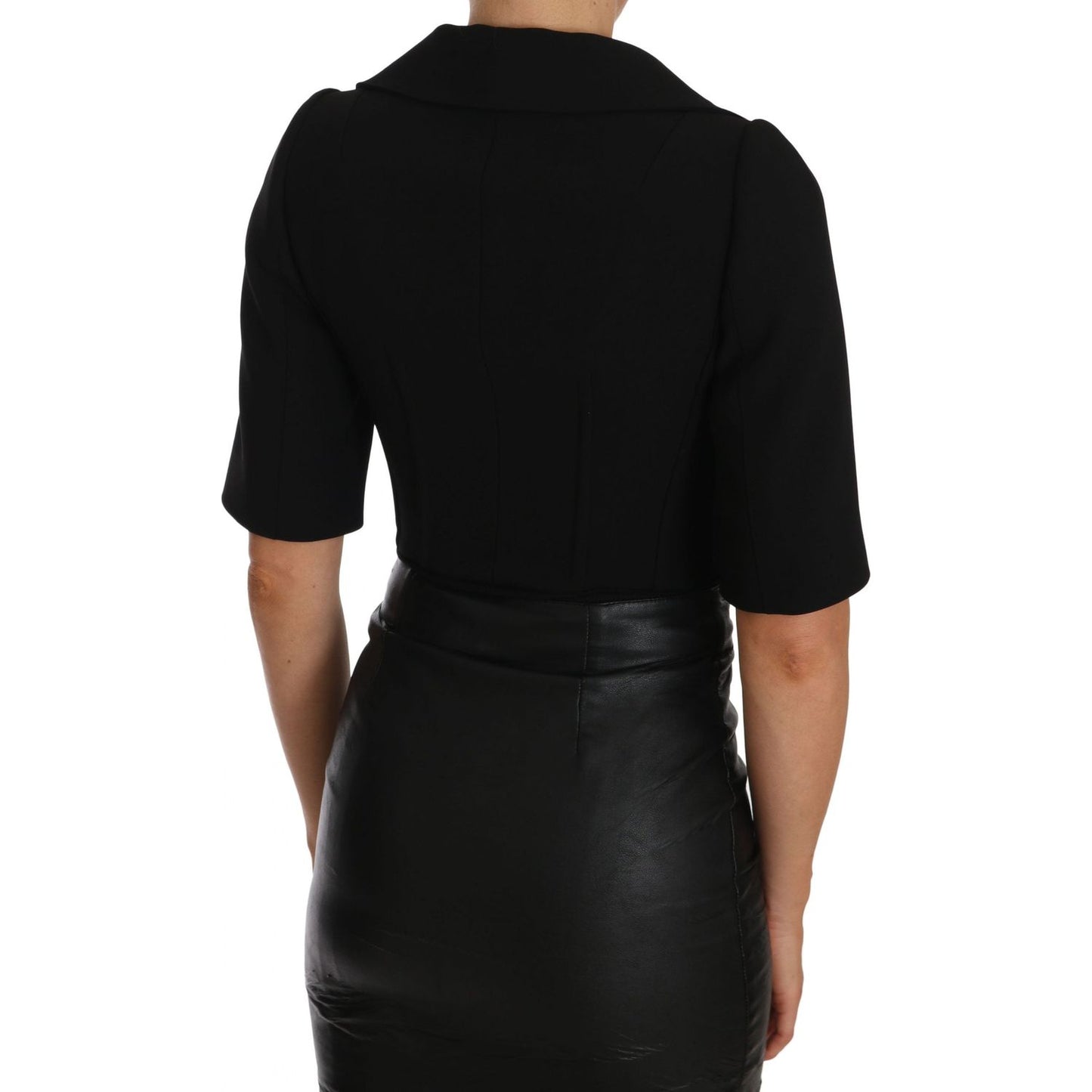 Dolce & Gabbana Elegant Black Cropped Wool Blazer Dolce & Gabbana Black