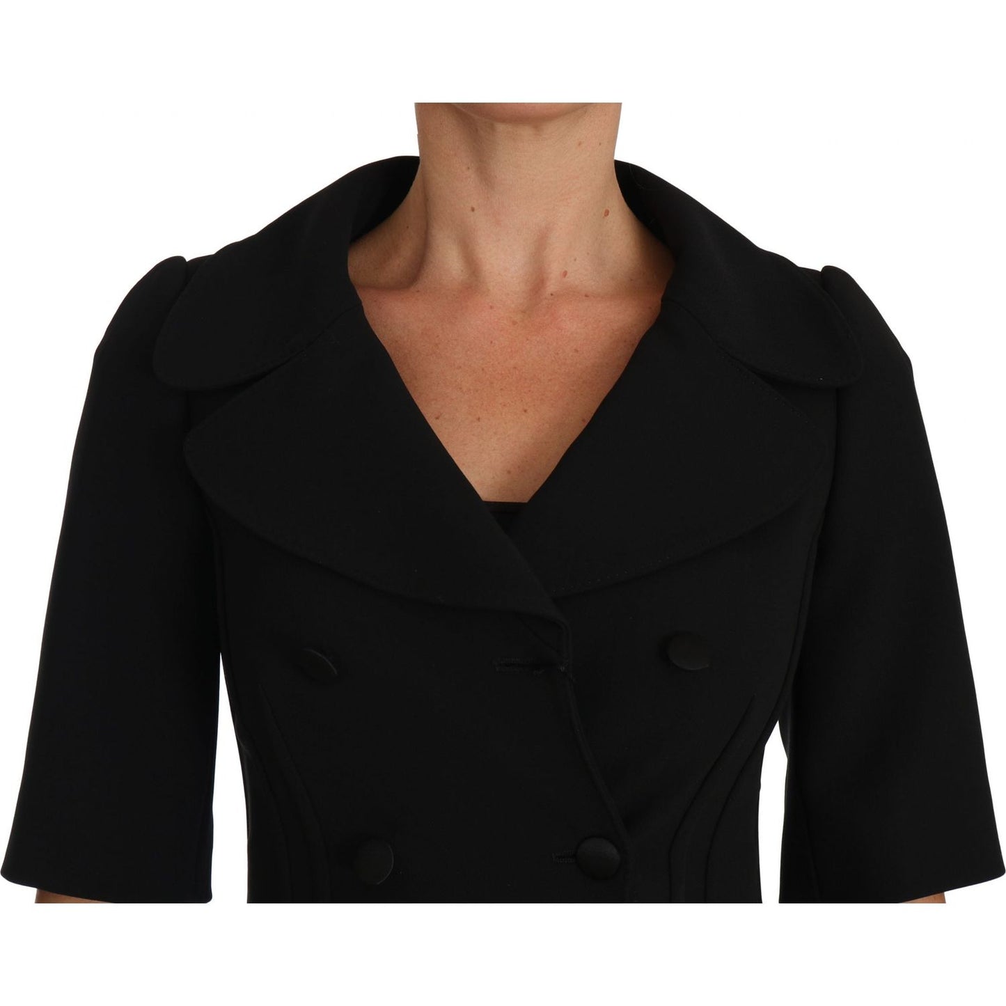 Dolce & Gabbana Elegant Black Cropped Wool Blazer Dolce & Gabbana Black